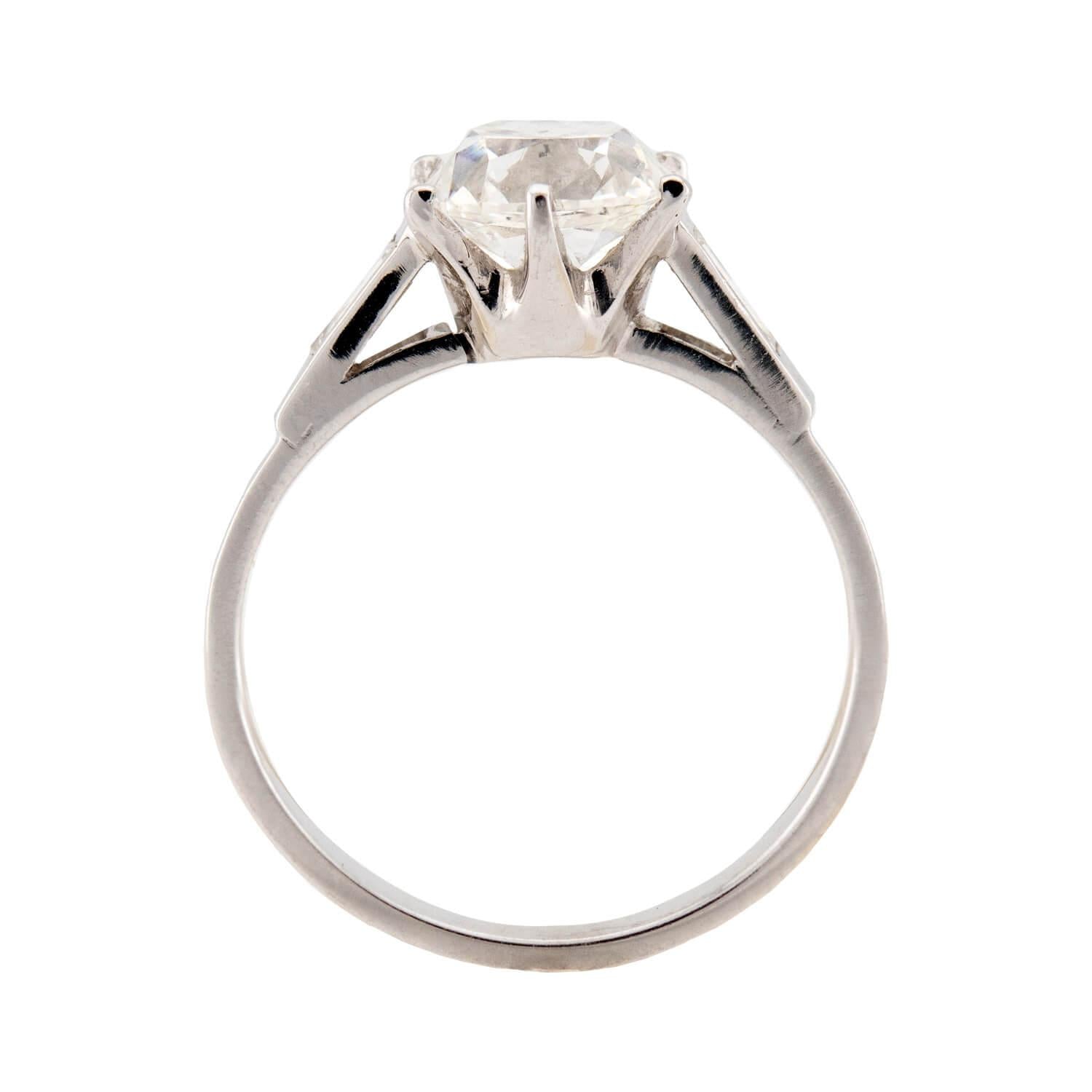Retro French Platinum GIA Diamond Engagement Ring 2.19ct