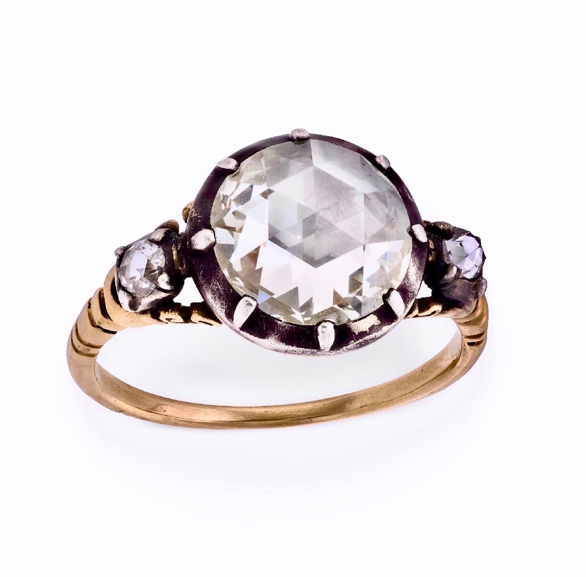 Georgian English 14k/Sterling Silver Diamond Engagement Ring 1.60ct