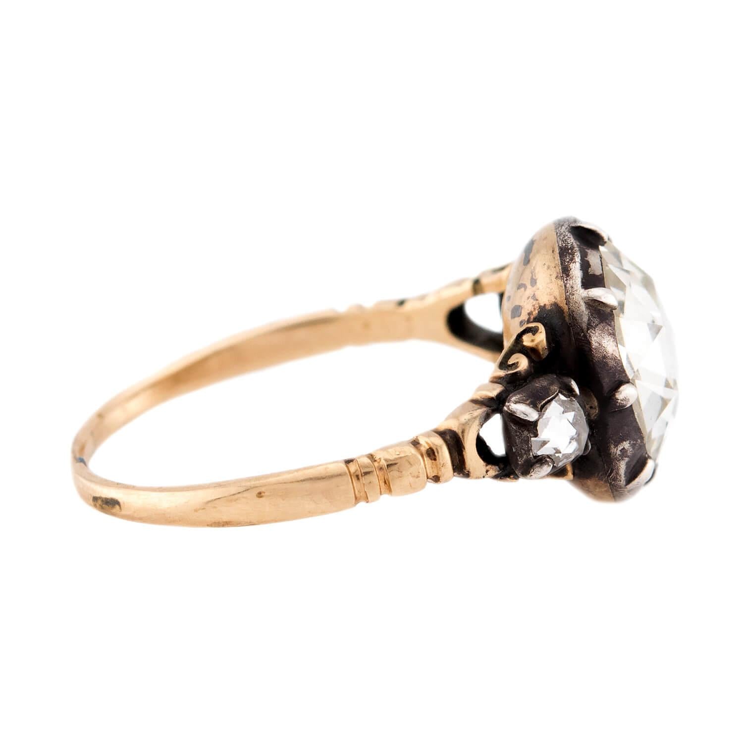 Georgian English 14k/Sterling Silver Diamond Engagement Ring 1.60ct