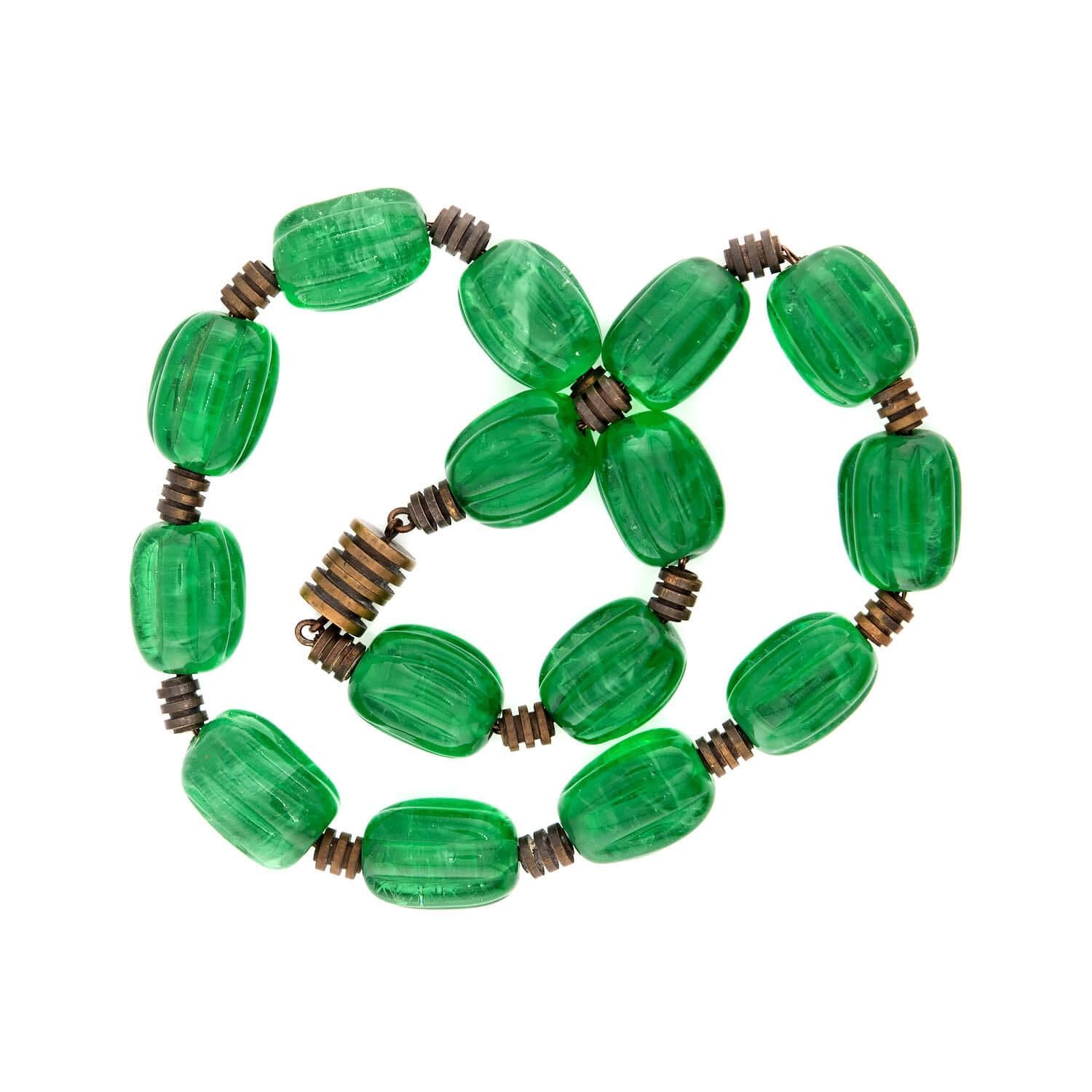 Art Deco Brass and Glass Bead Choker