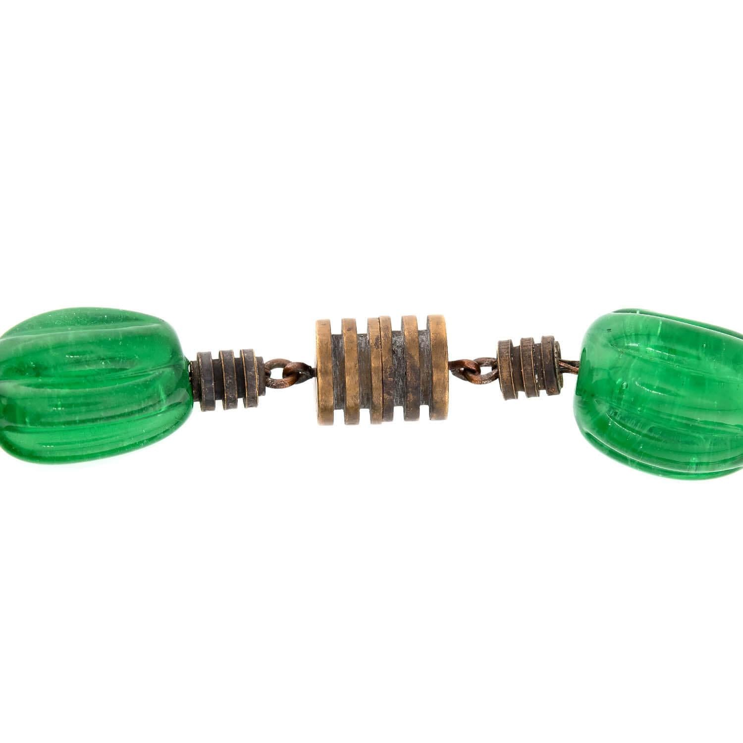 Art Deco Brass and Glass Bead Choker