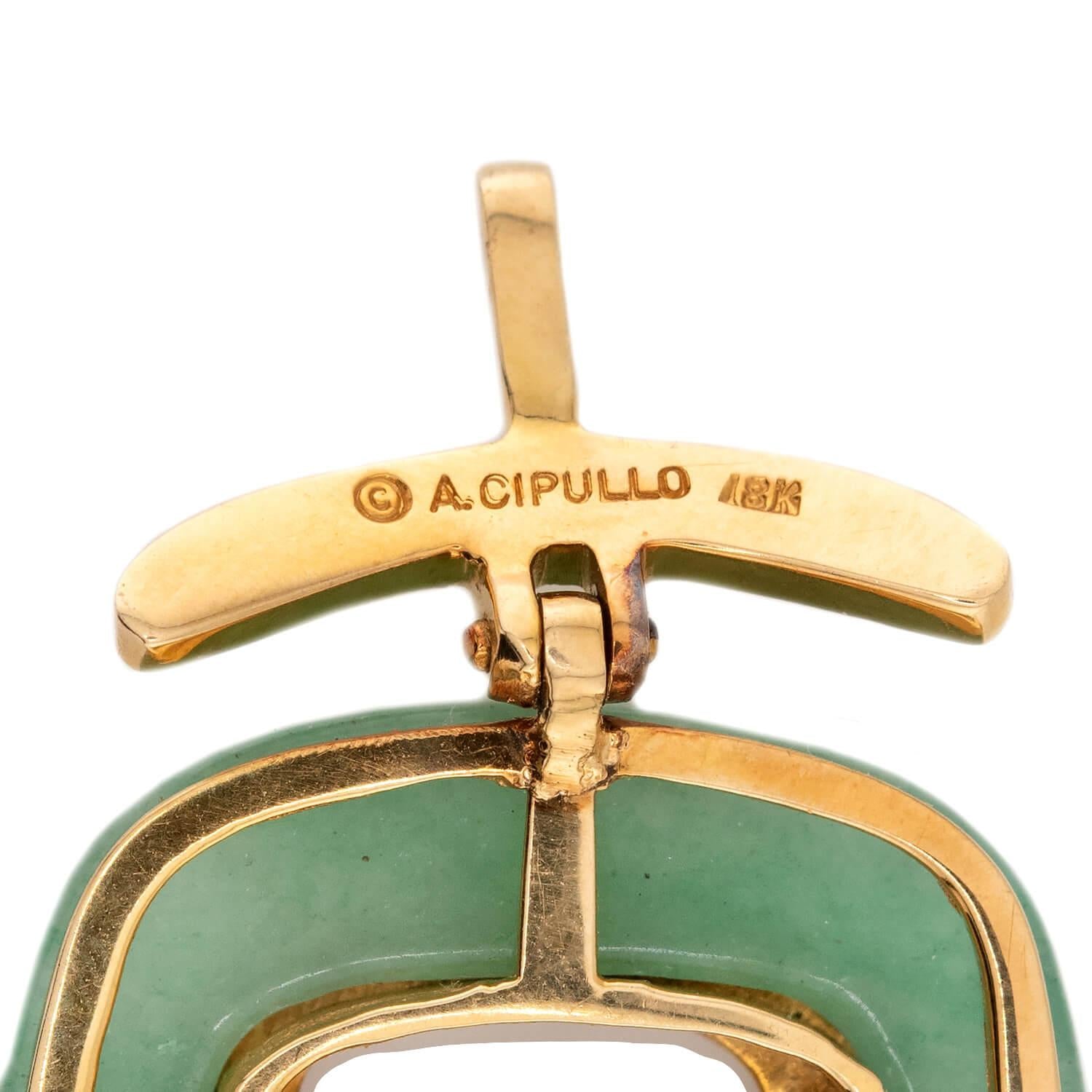 ALDO CIPULLO Vintage 18k Jade Hamsa Hand Pendant