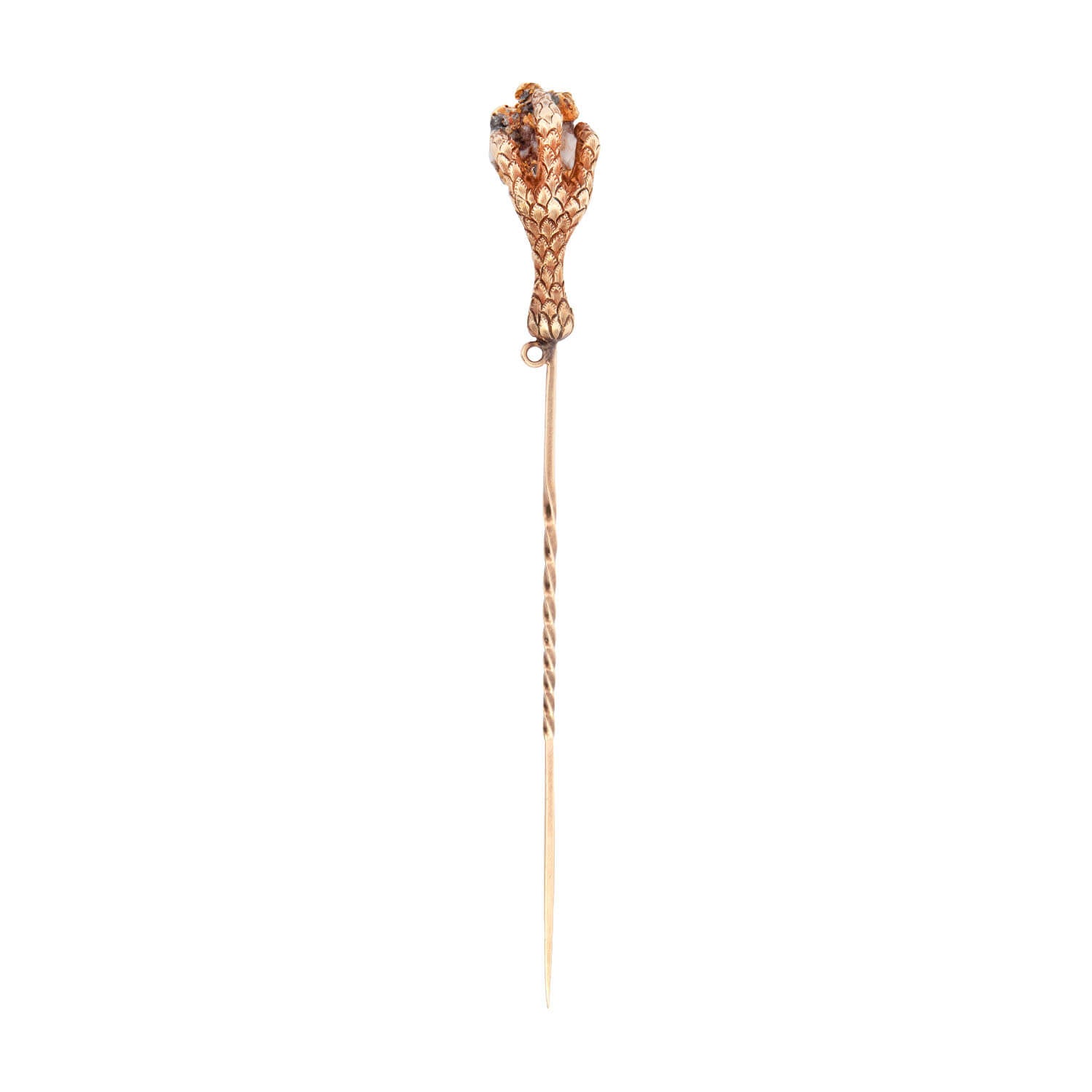 Victorian 18k Quartz Birds Claw Stick Pin
