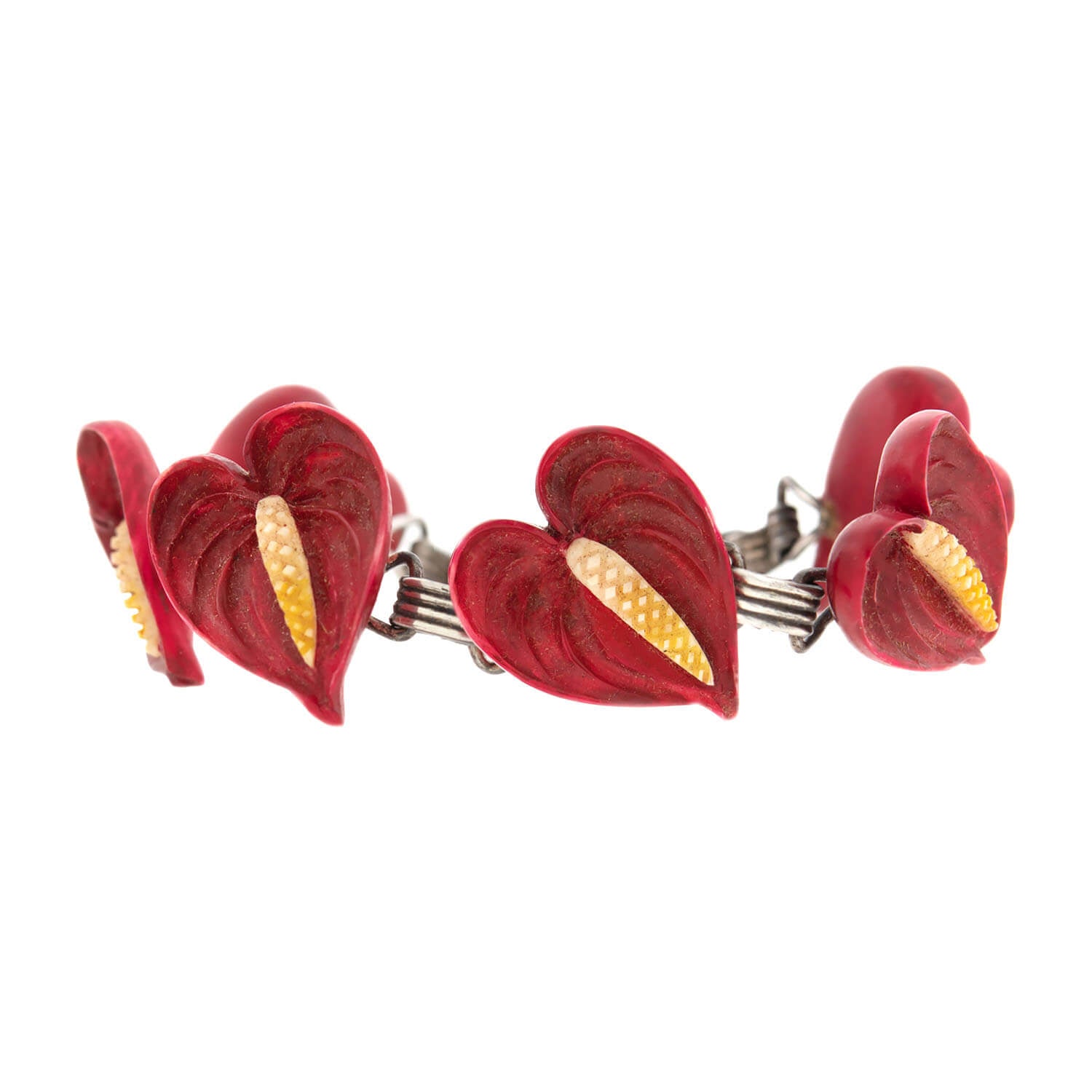 anthurium earrings Retro Sterling Silver Ming Anthurium Flower Bracelet by A. Brandt + Son
