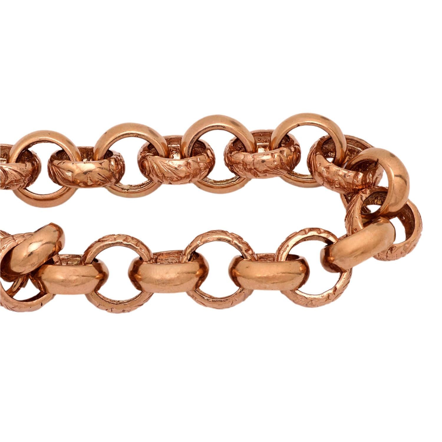 Victorian 9k Repousse Heart Padlock Link Bracelet