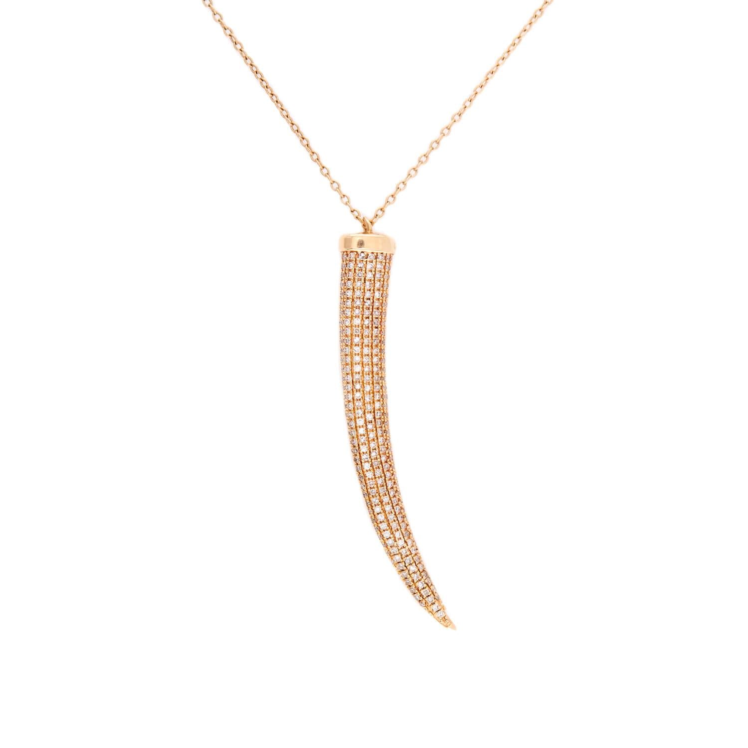 Estate 14k Diamond Horn Pendant Necklace