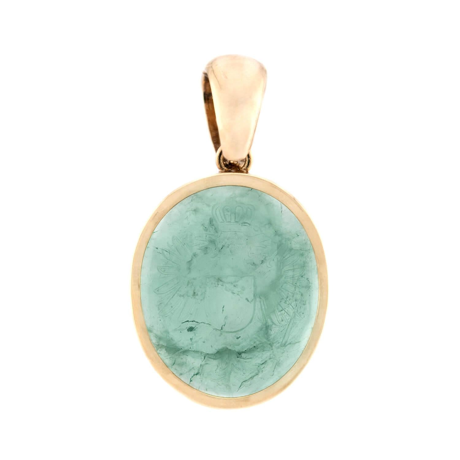 Victorian 18k Emerald Intaglio Pendant