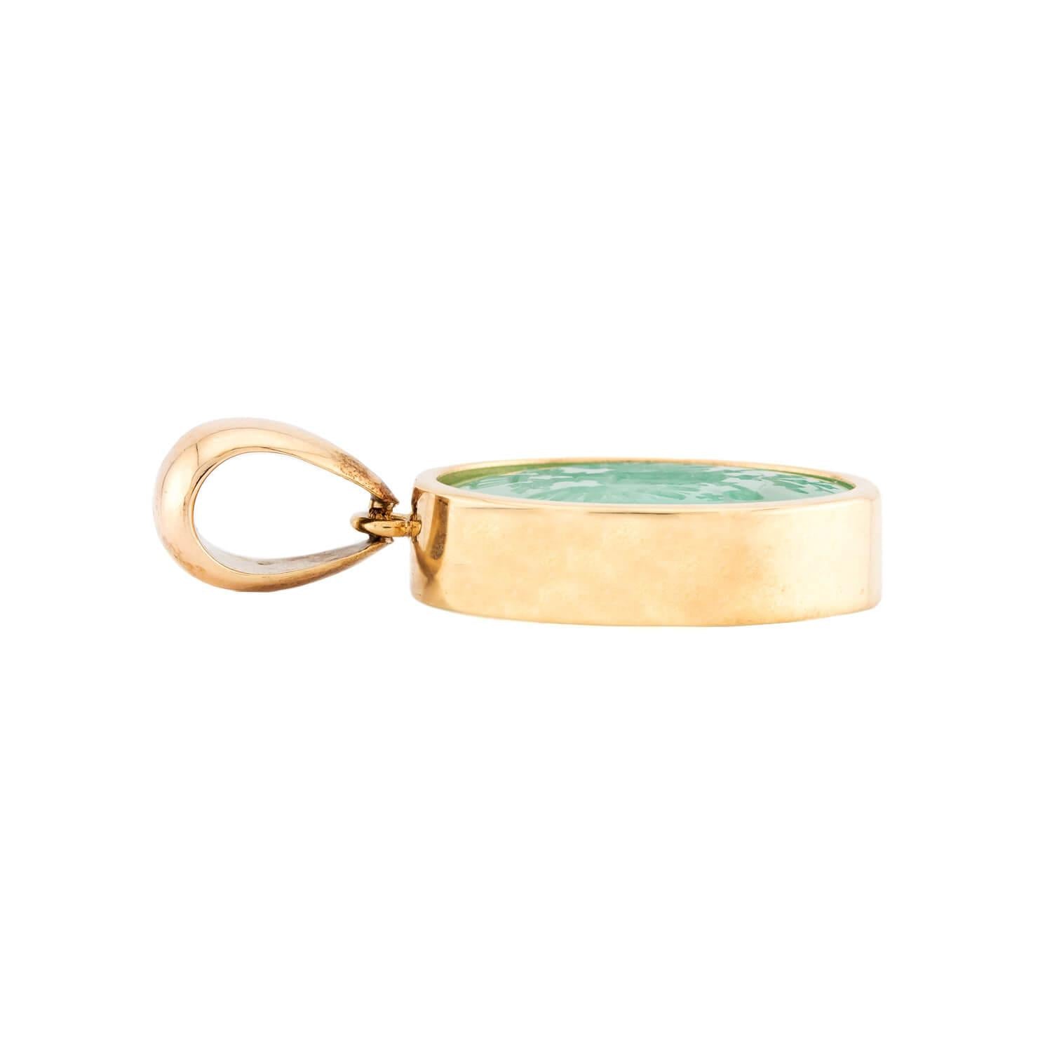 Victorian 18k Emerald Intaglio Pendant