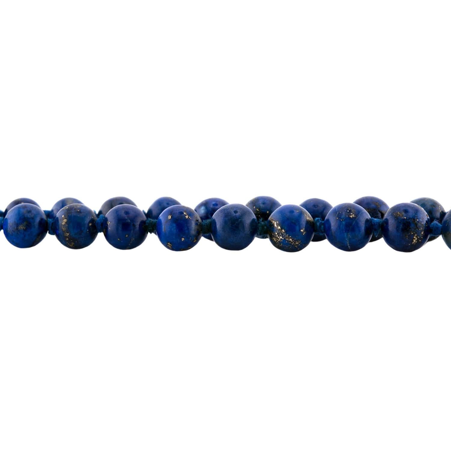Art Deco Lapis Bead Necklace 36"