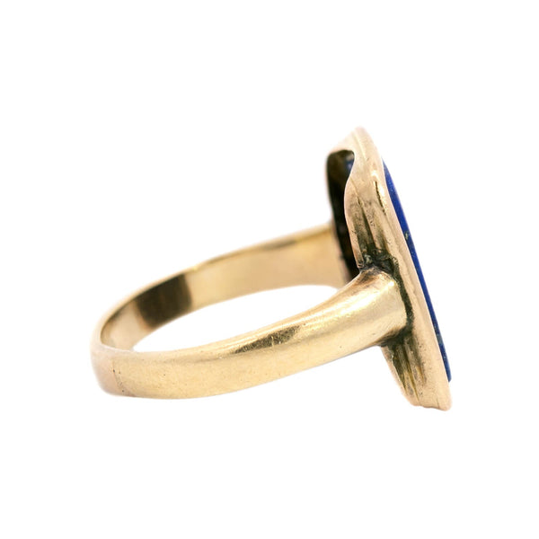 Georgian 15k Lapis Intaglio Signet Ring