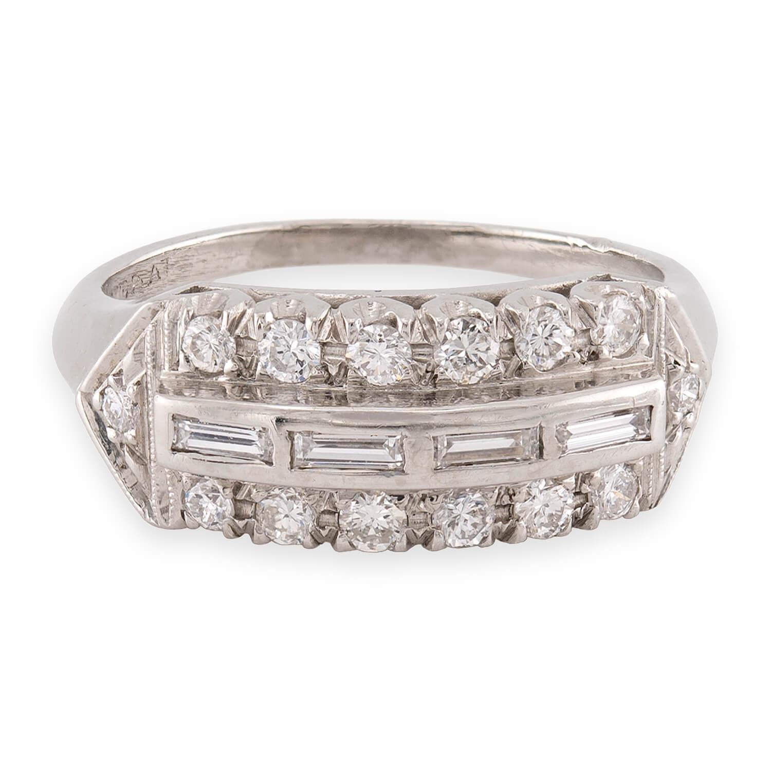Retro Platinum Diamond Half Band