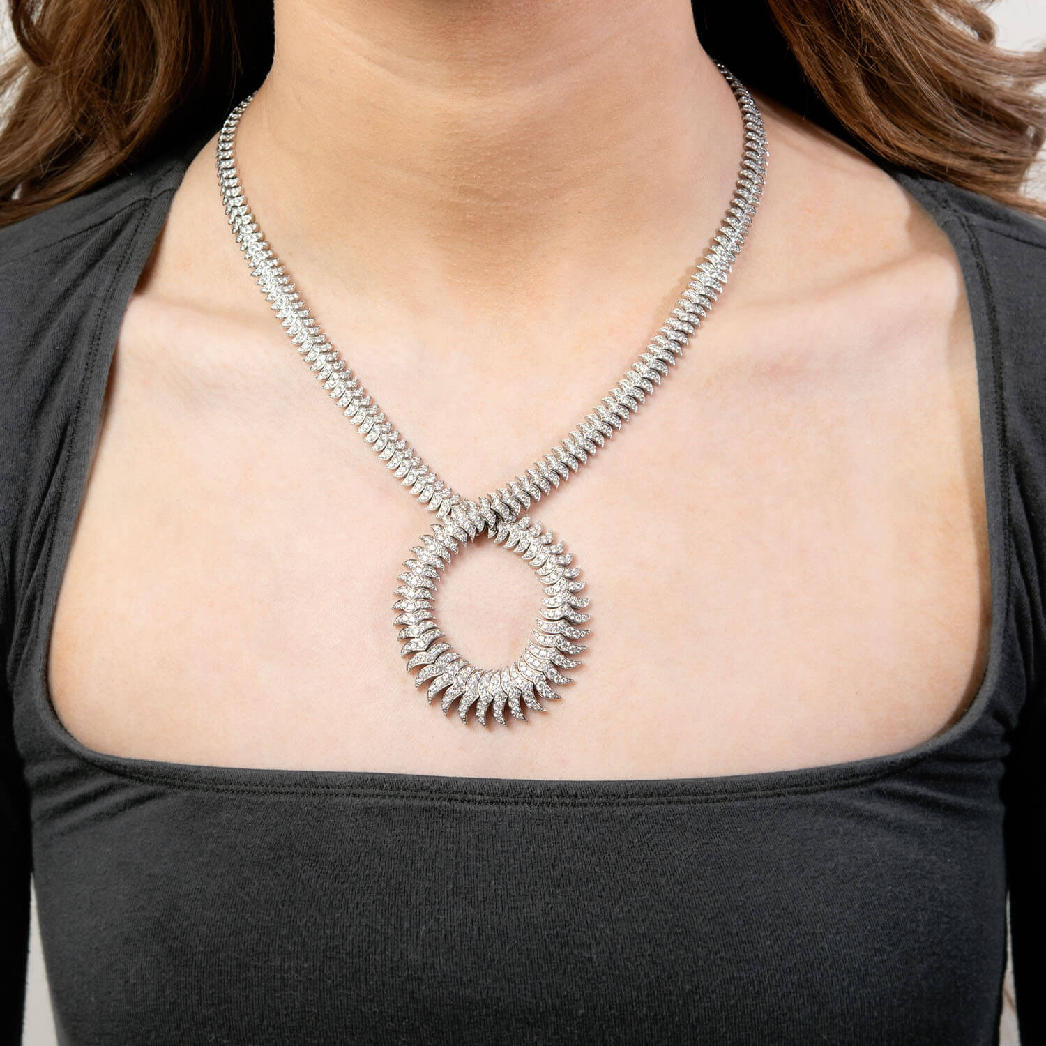 Estate 18k Diamond 16.50ctw Twist Necklace 95.5 grams