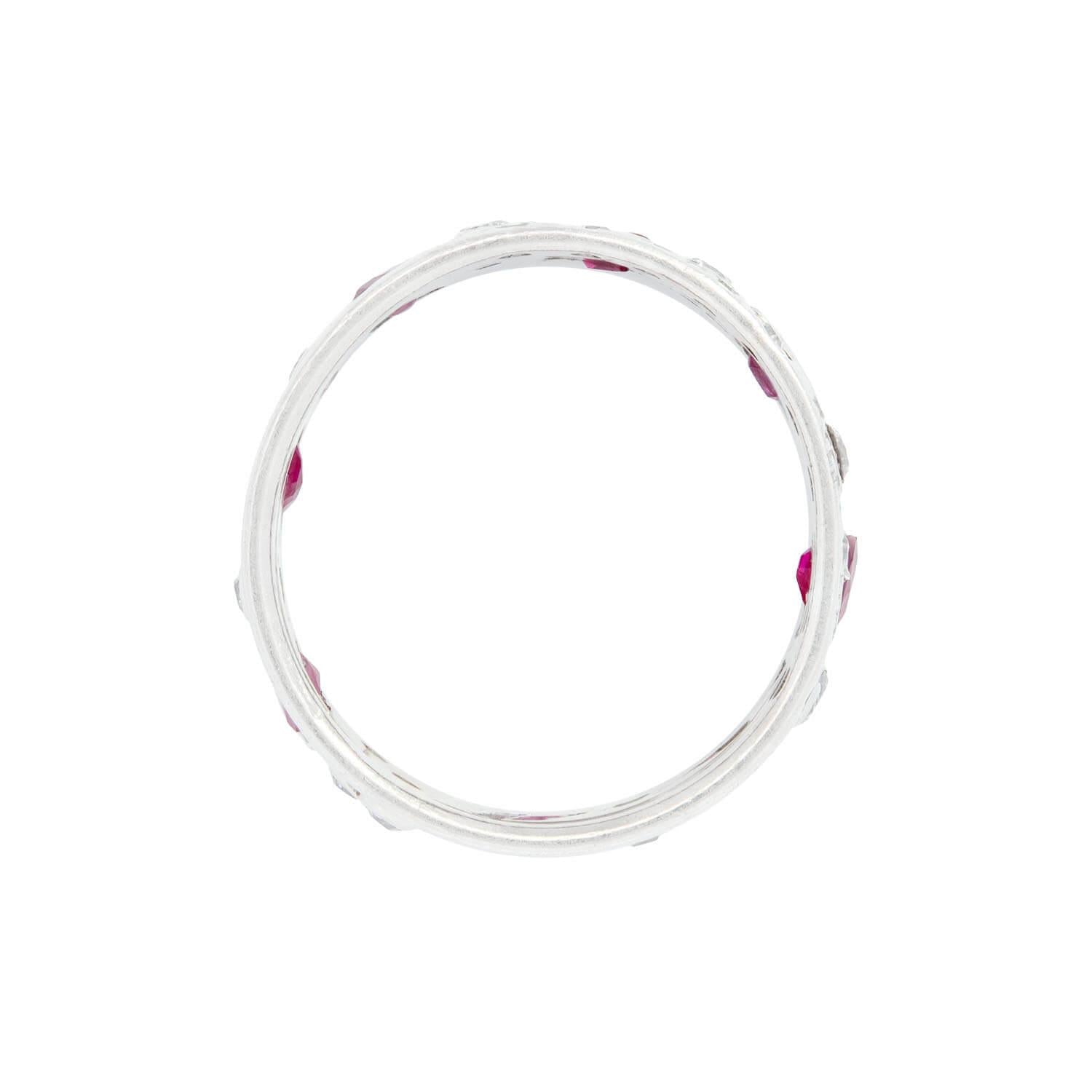 Retro Platinum Ruby and Diamond Band