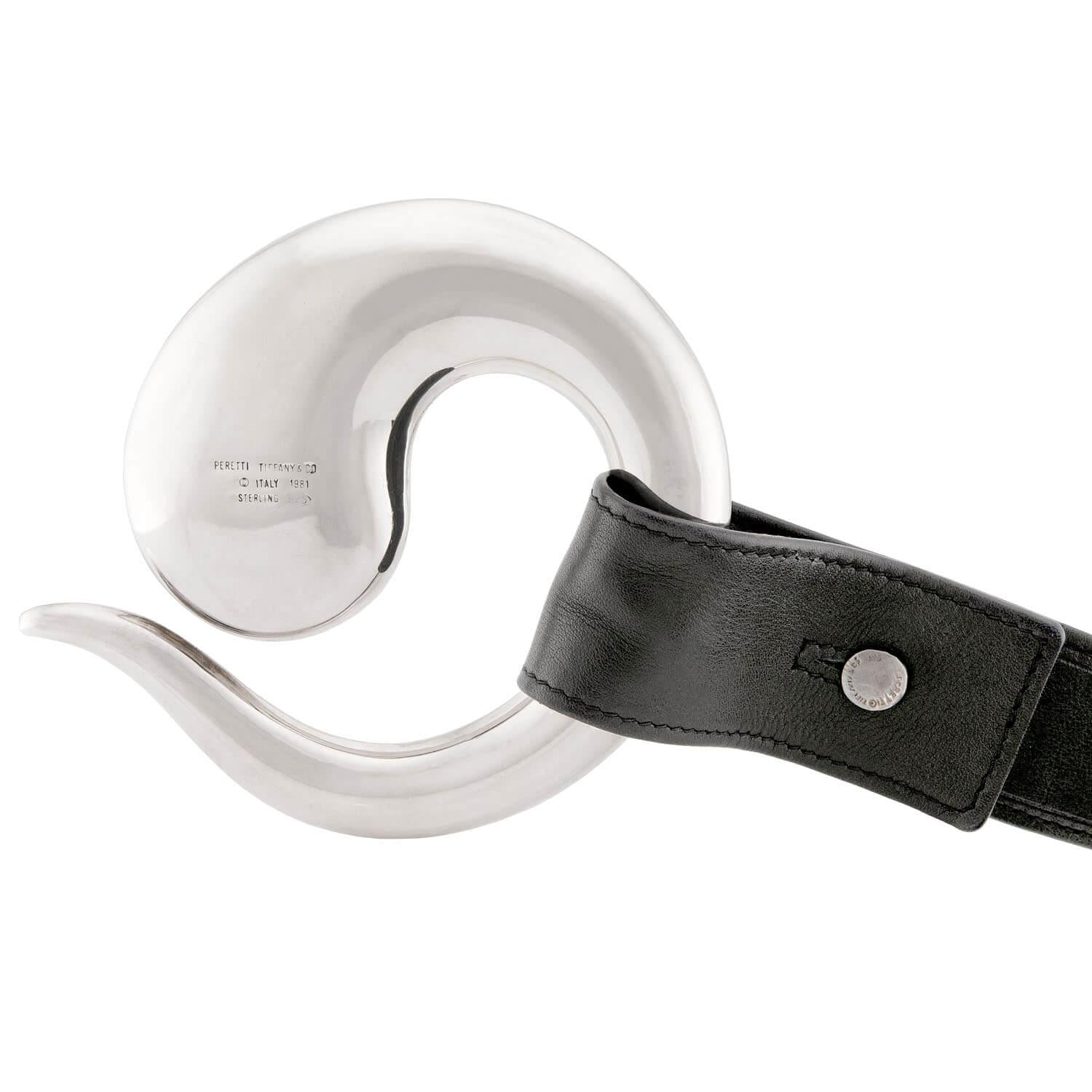 ELSA PERETTI FOR TIFFANY & CO. Vintage Italian Sterling Silver & Leather Belt