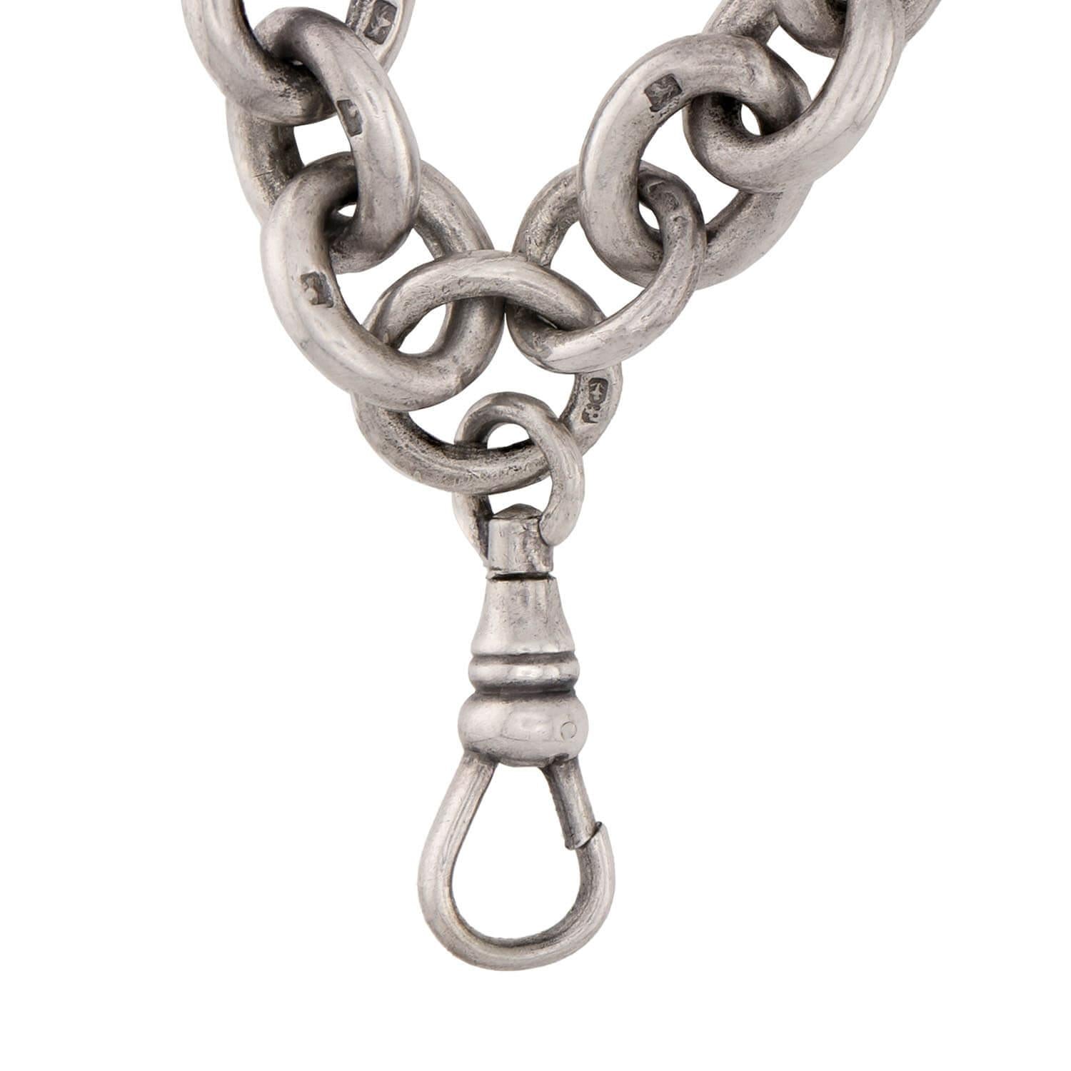 Victorian English Sterling Silver Paperclip Link Chain 28"