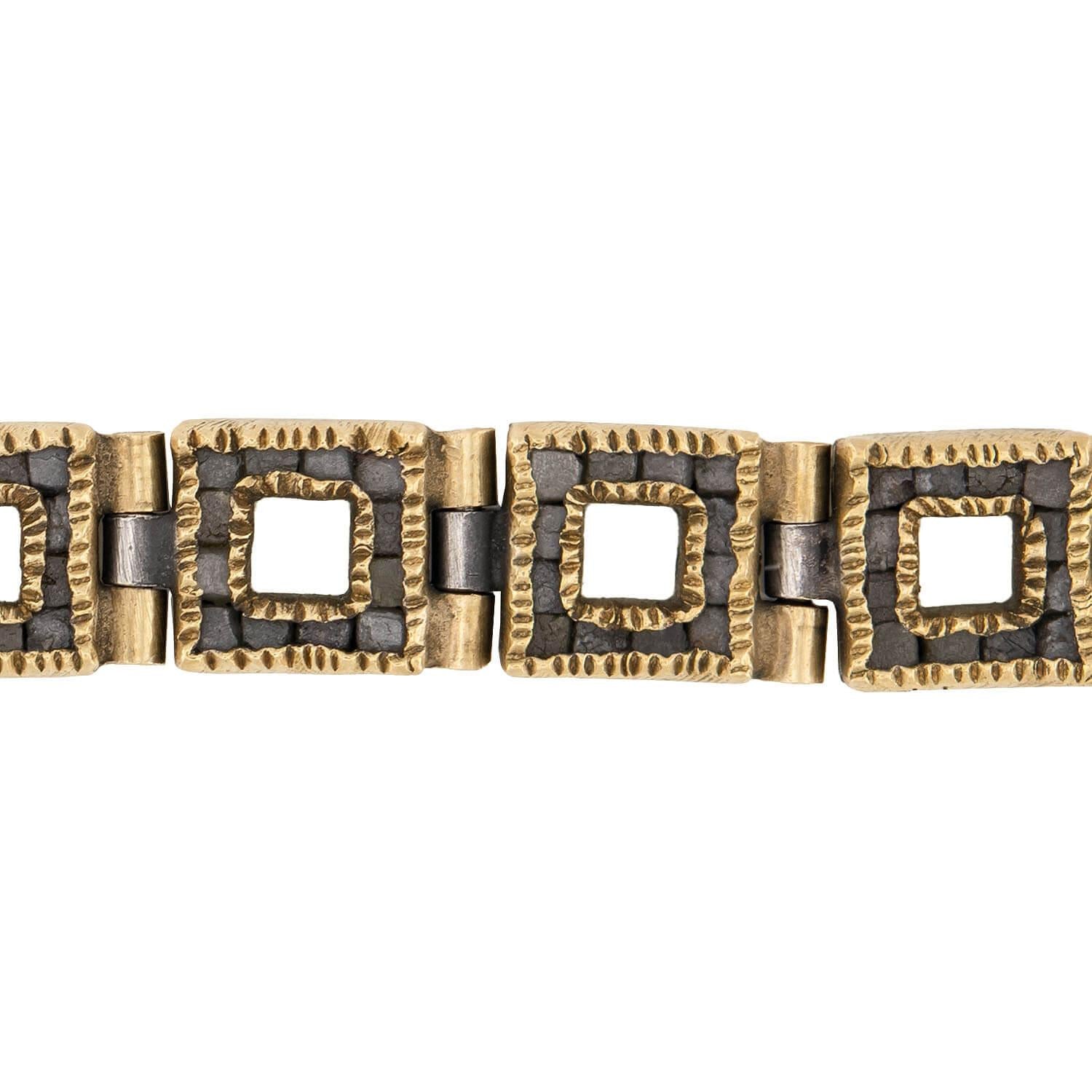 FREED Vintage Sterling Silver/Gold-Fill Stone Square-Link Bracelet