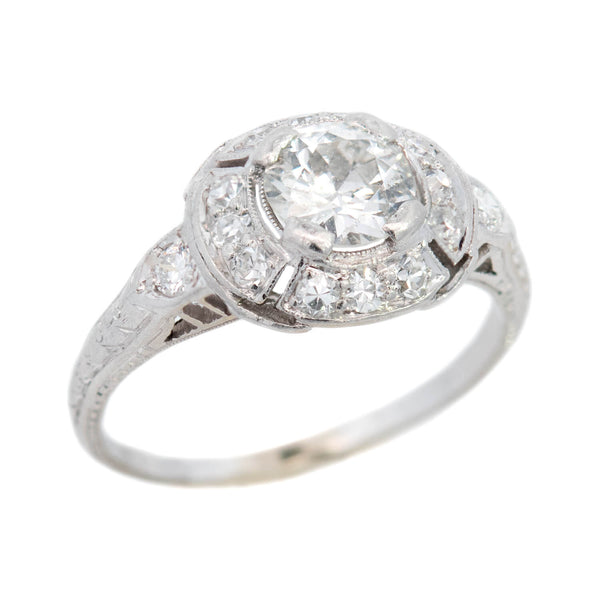 Art Deco Platinum Diamond Engagement Ring .55ctw