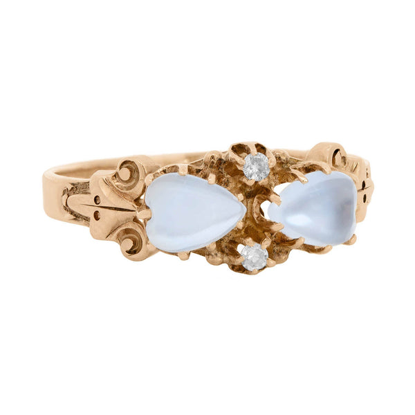 Late Victorian 14k Moonstone and Diamond Ring