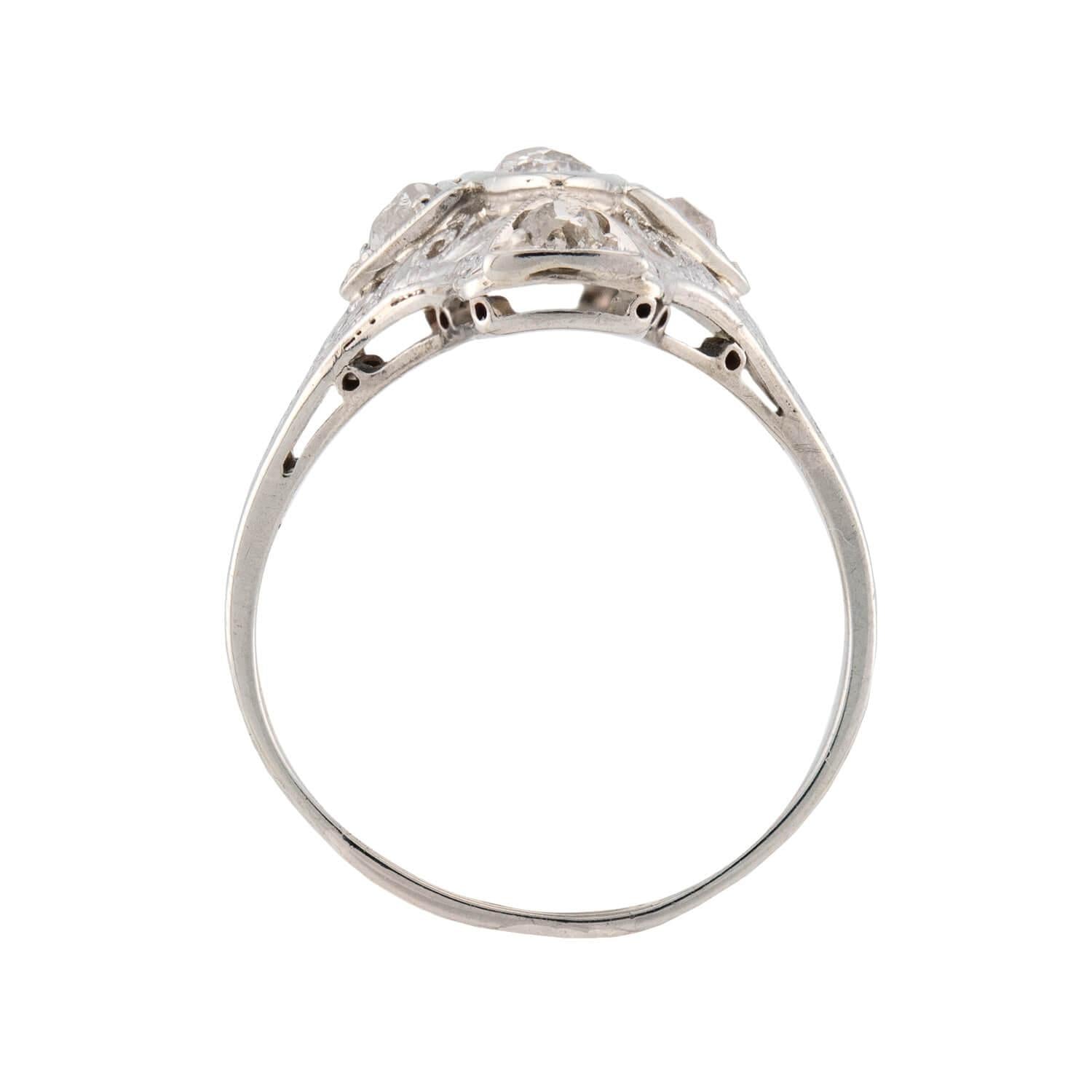 Art Deco 18k/Platinum Diamond Navette Ring