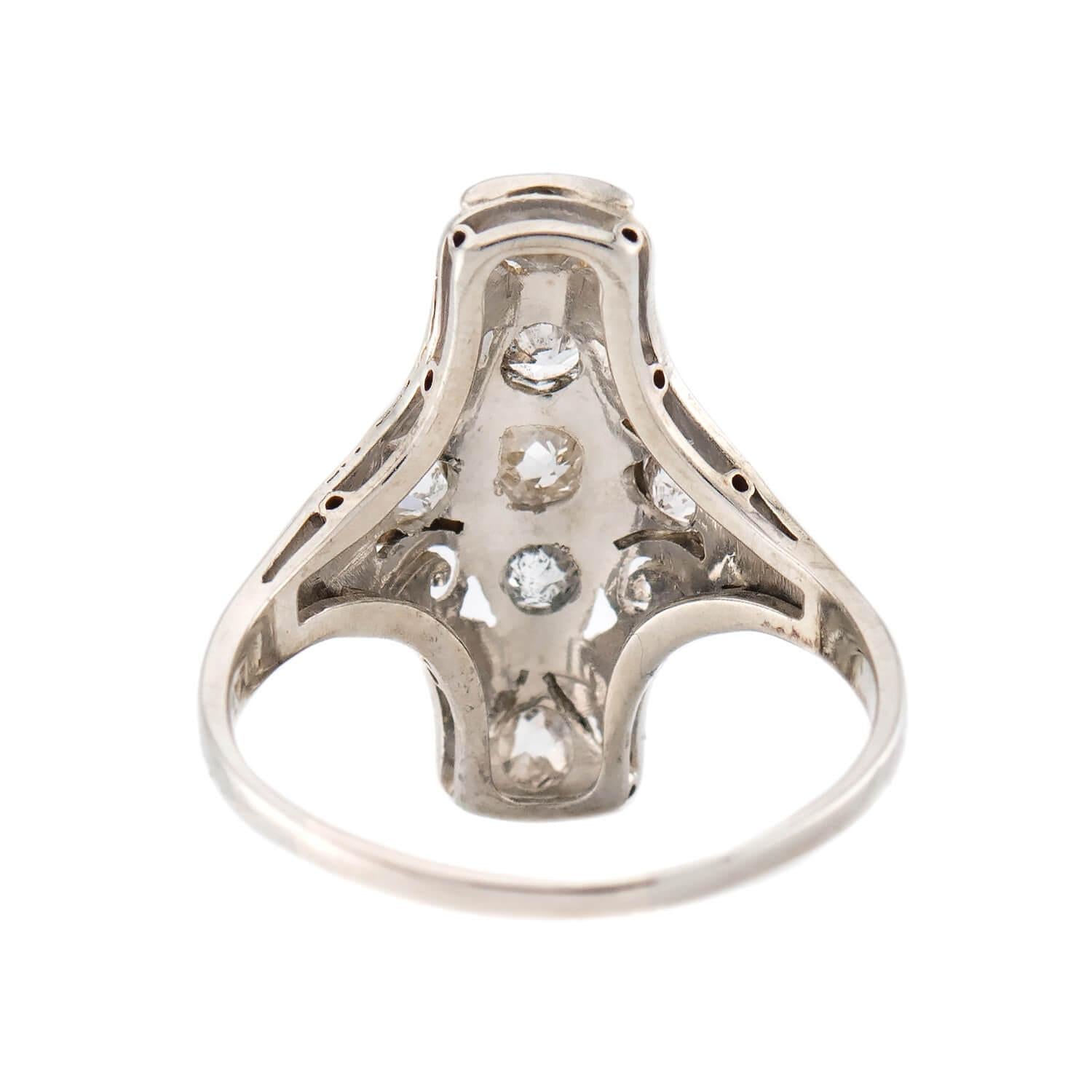 Art Deco 18k/Platinum Diamond Navette Ring