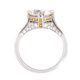 Art Deco Style French Platinum Diamond Engagement Ring 2.88ctw