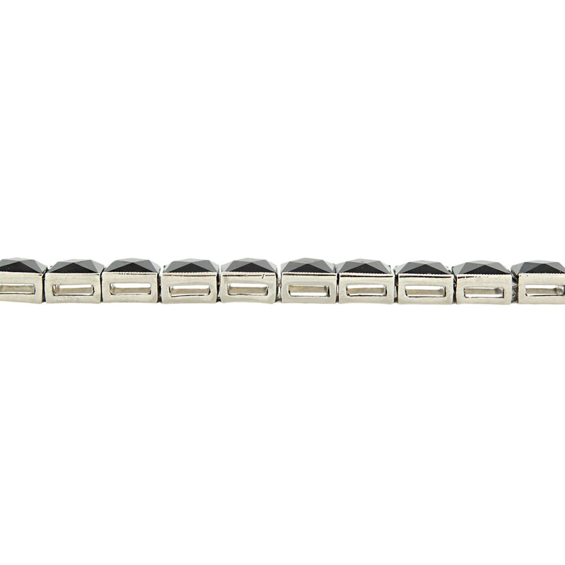 Art Deco Platinum French Cut Onyx Line Bracelet
