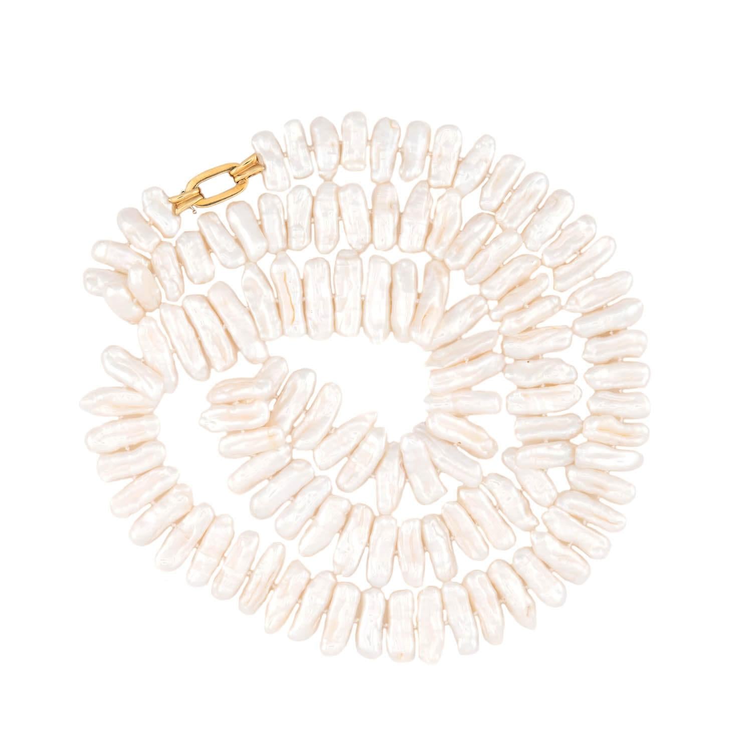 Estate 18K Pearl and Diamond Necklace 35"