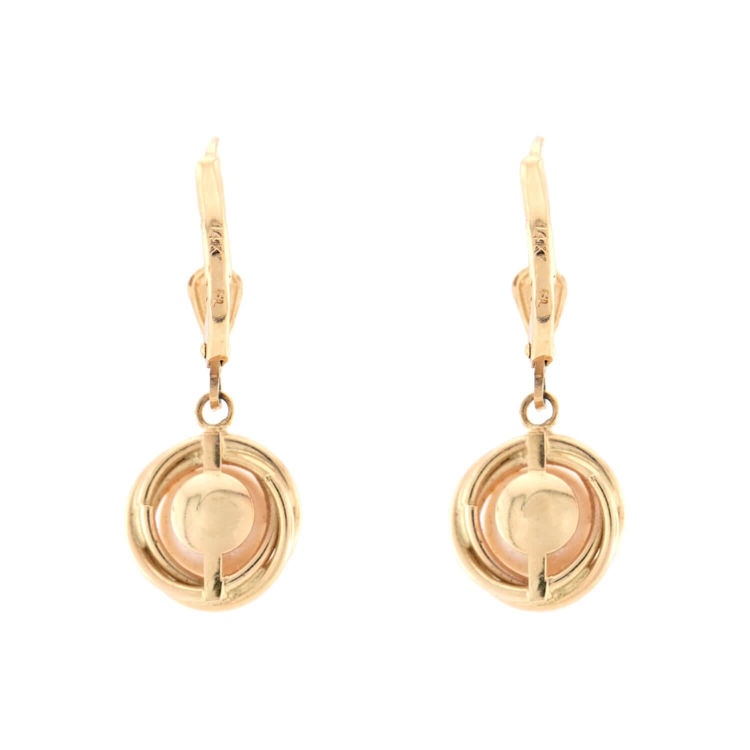 Vintage 14k Pearl Dangle Earrings