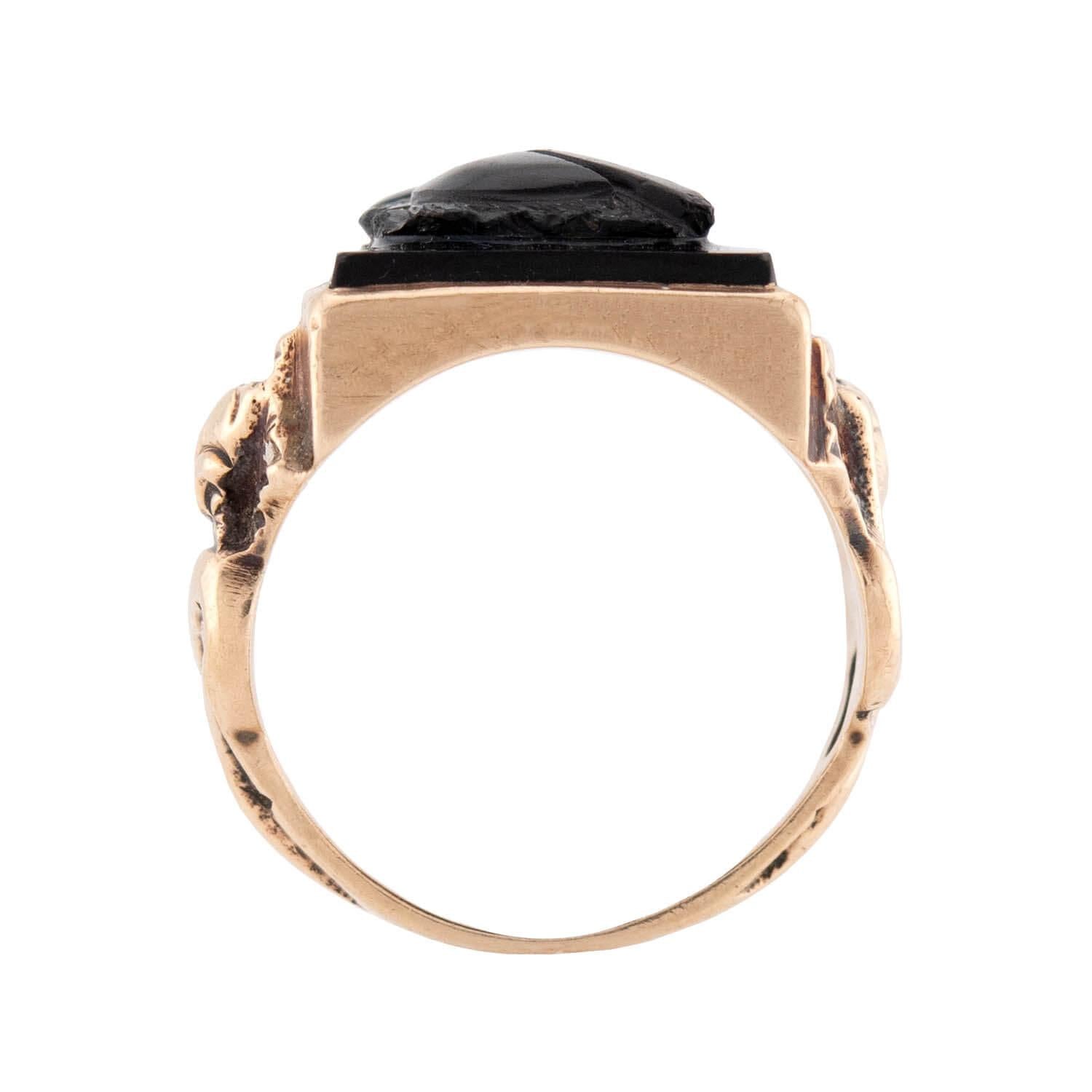 Vintage 14k Onyx Cameo Statement Ring