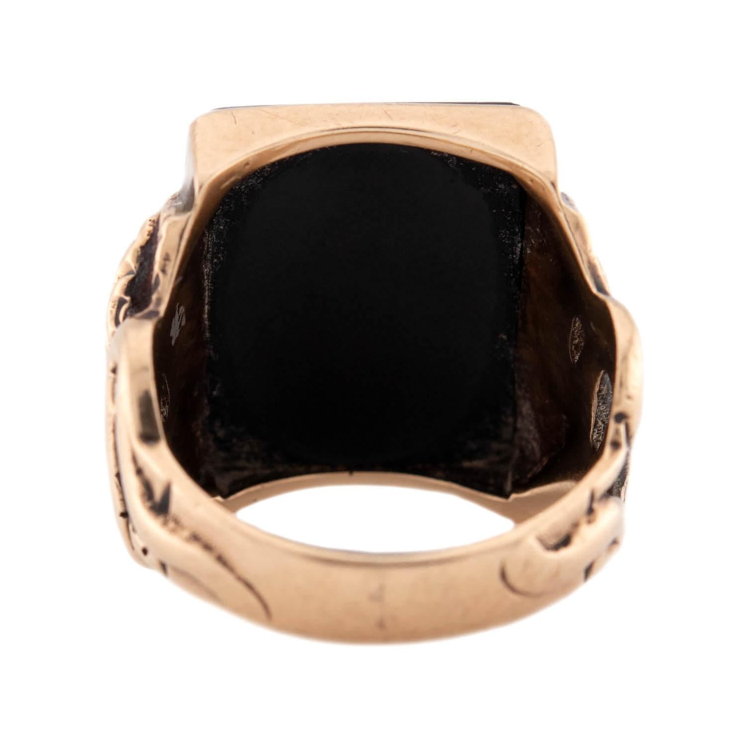 Vintage 14k Onyx Cameo Statement Ring