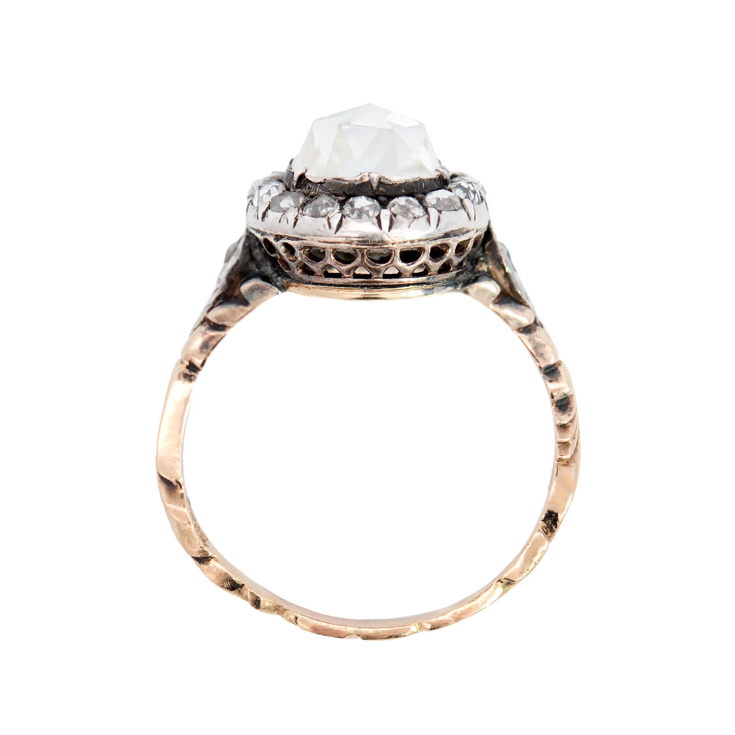 Victorian 14k Diamond Halo Engagement Ring 2.15ct