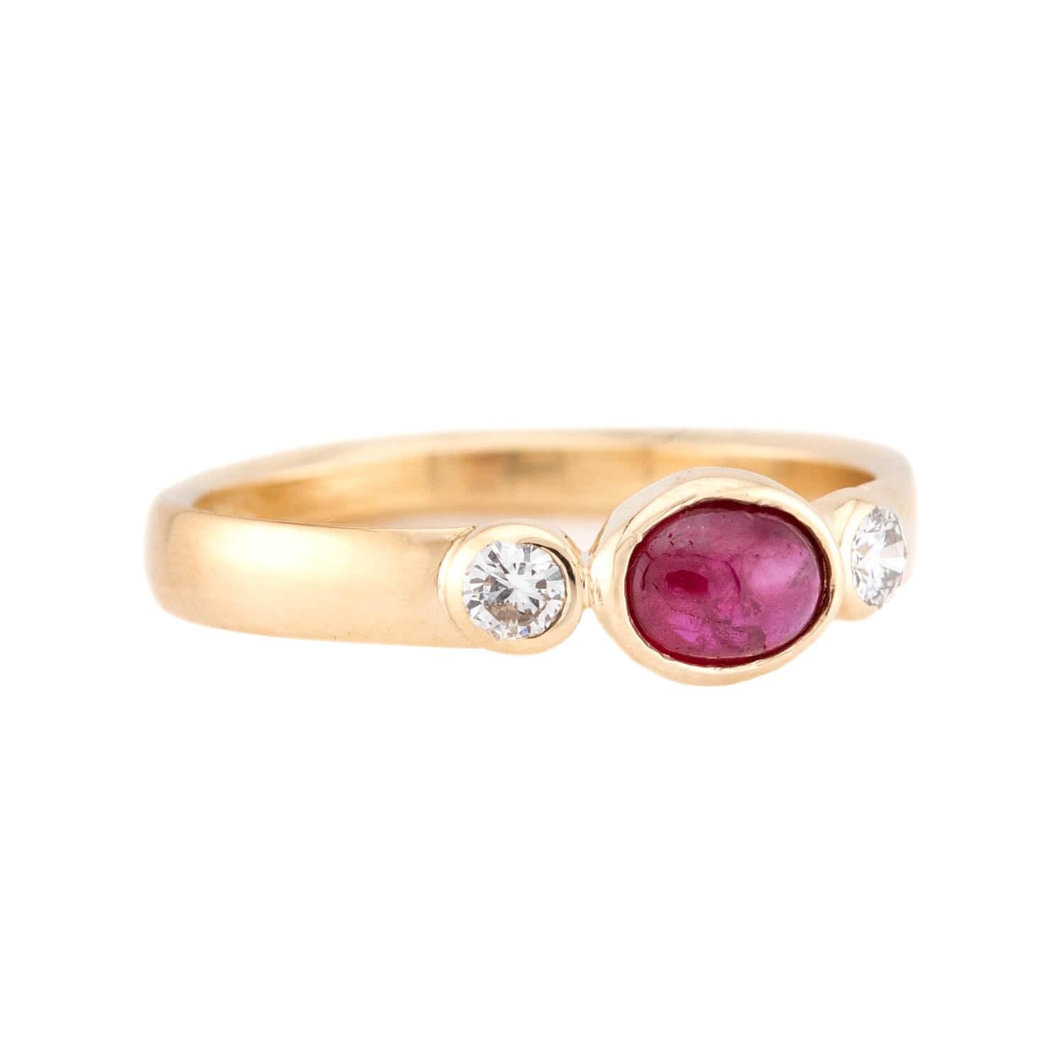 Estate 14k Ruby and Diamond 3-stone Ring