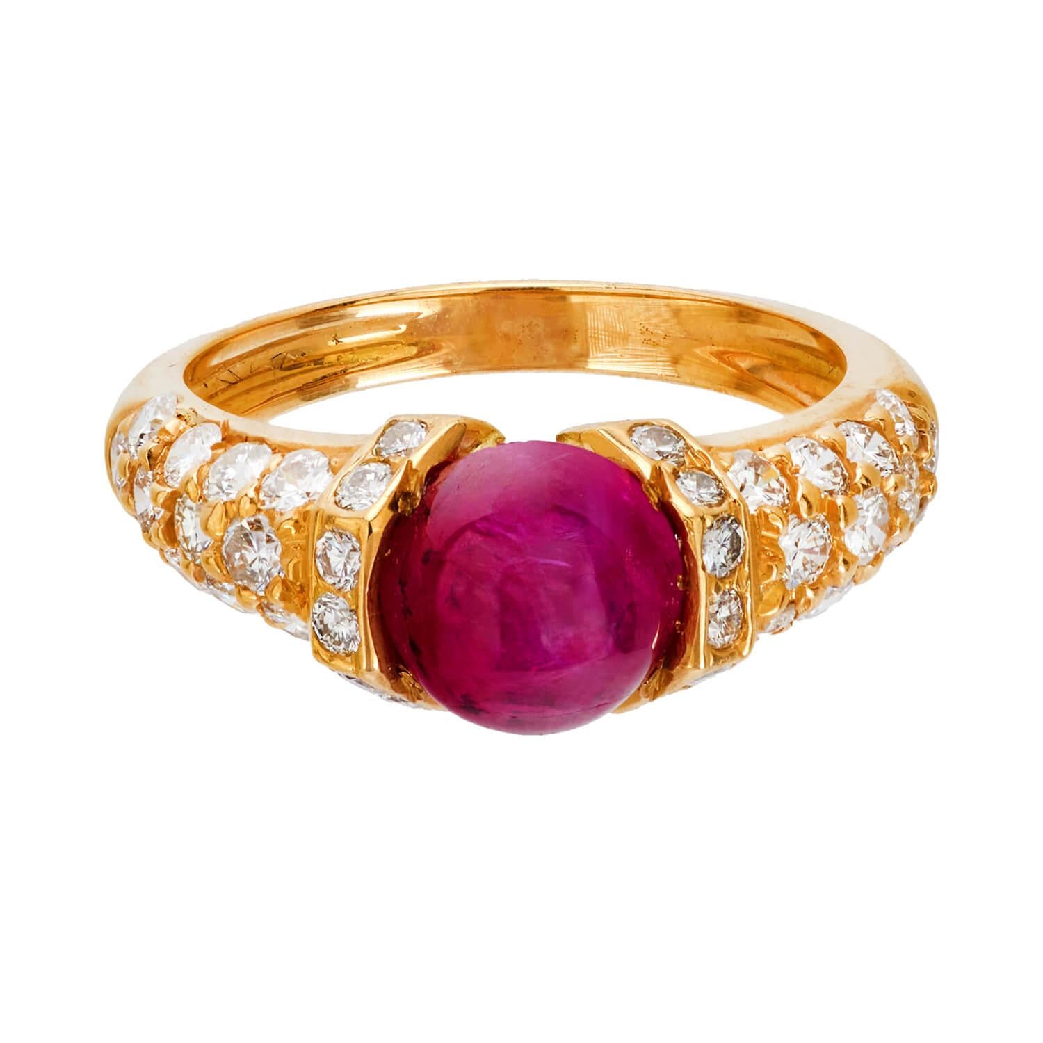 Vintage 18k Ruby and Diamond Ring