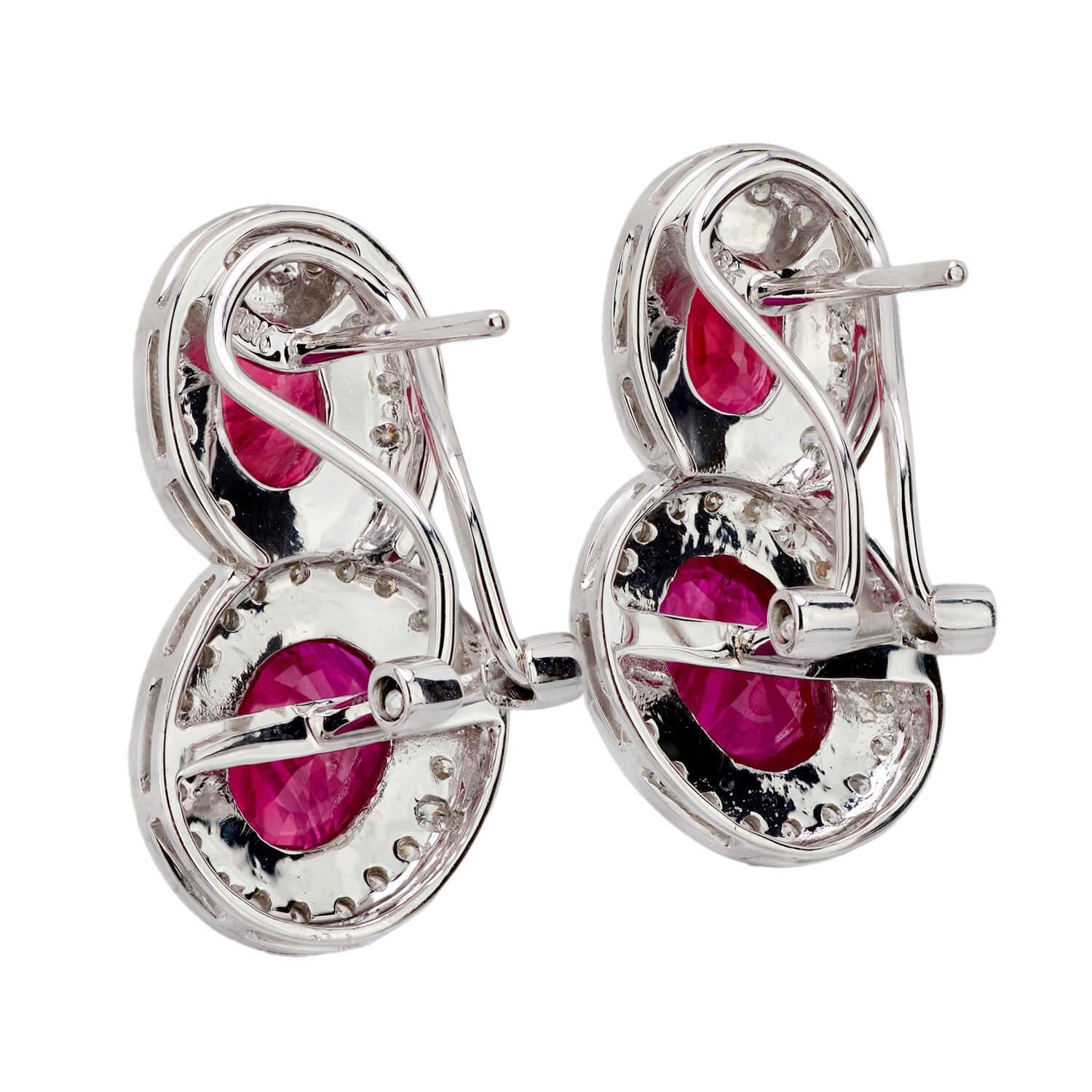 Estate 18k Ruby and Diamond Drop Earrings
