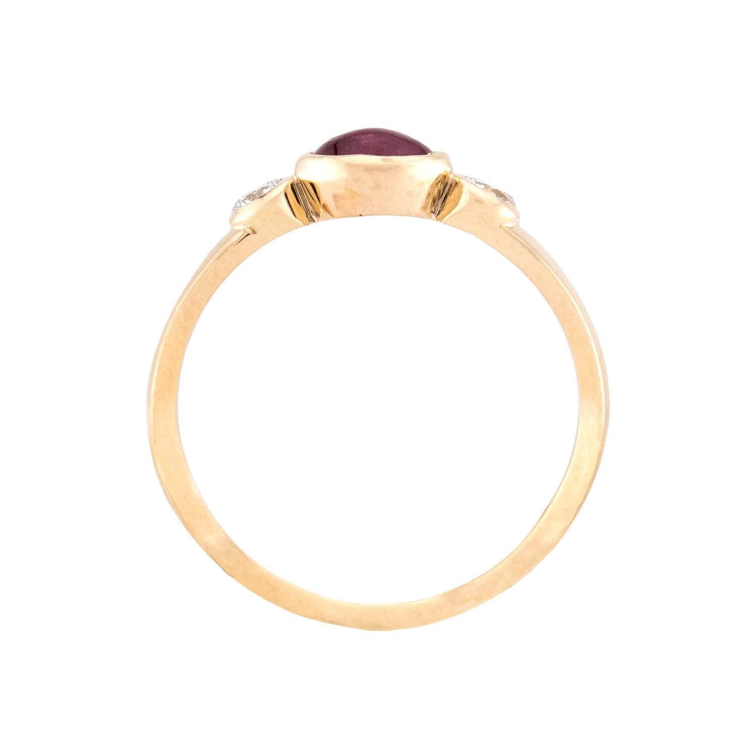 Estate 14k Ruby and Diamond 3-stone Ring