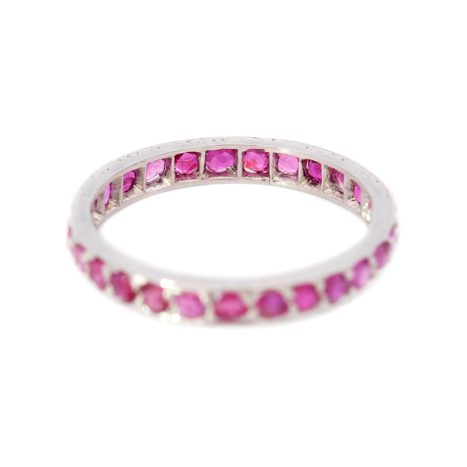 Edwardian Platinum Ruby Eternity Band