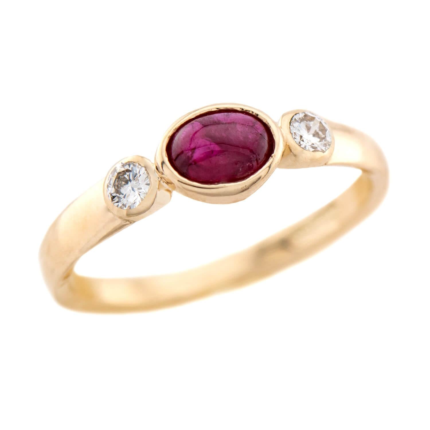Estate 14k Ruby and Diamond 3-stone Ring