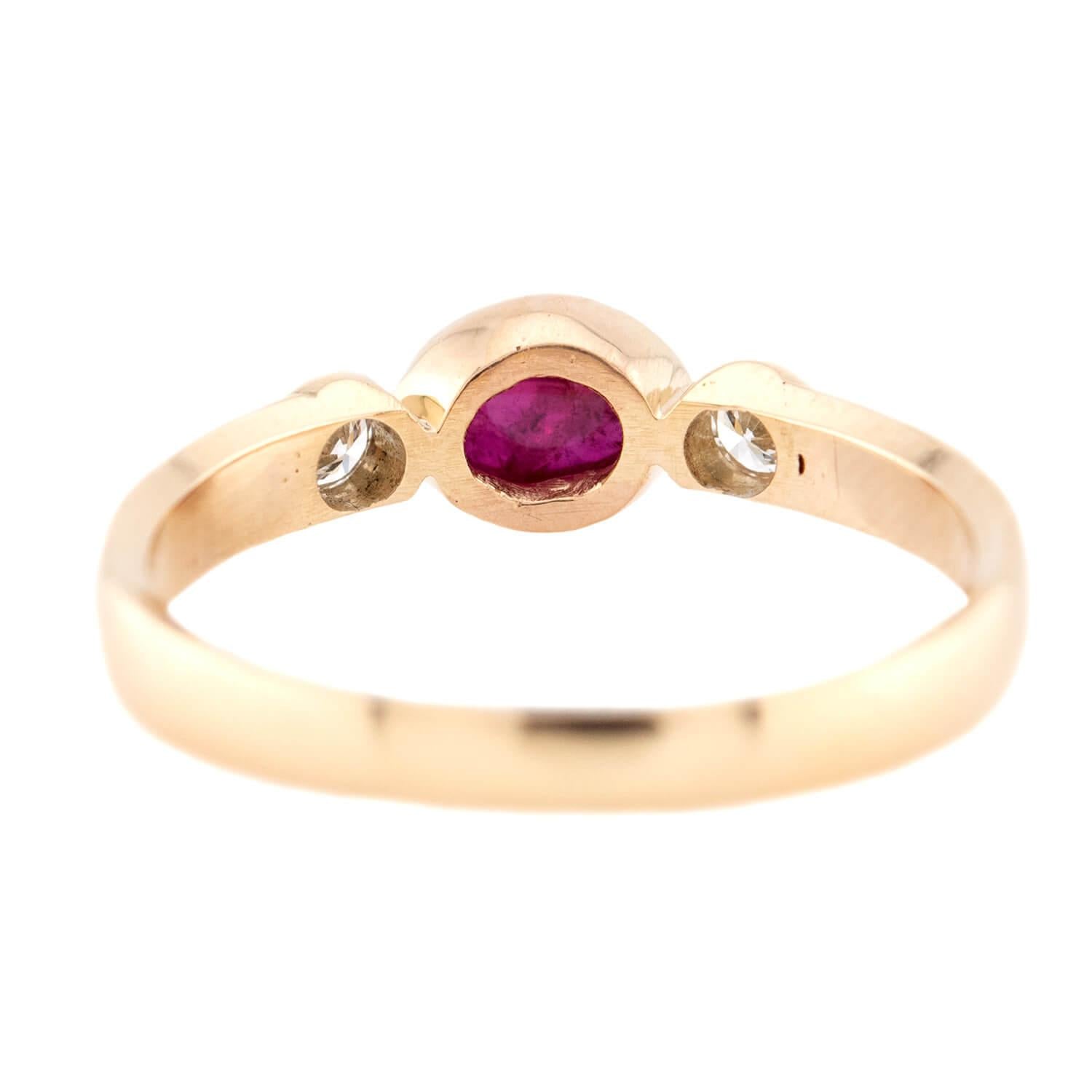 Estate 14k Ruby and Diamond 3-stone Ring
