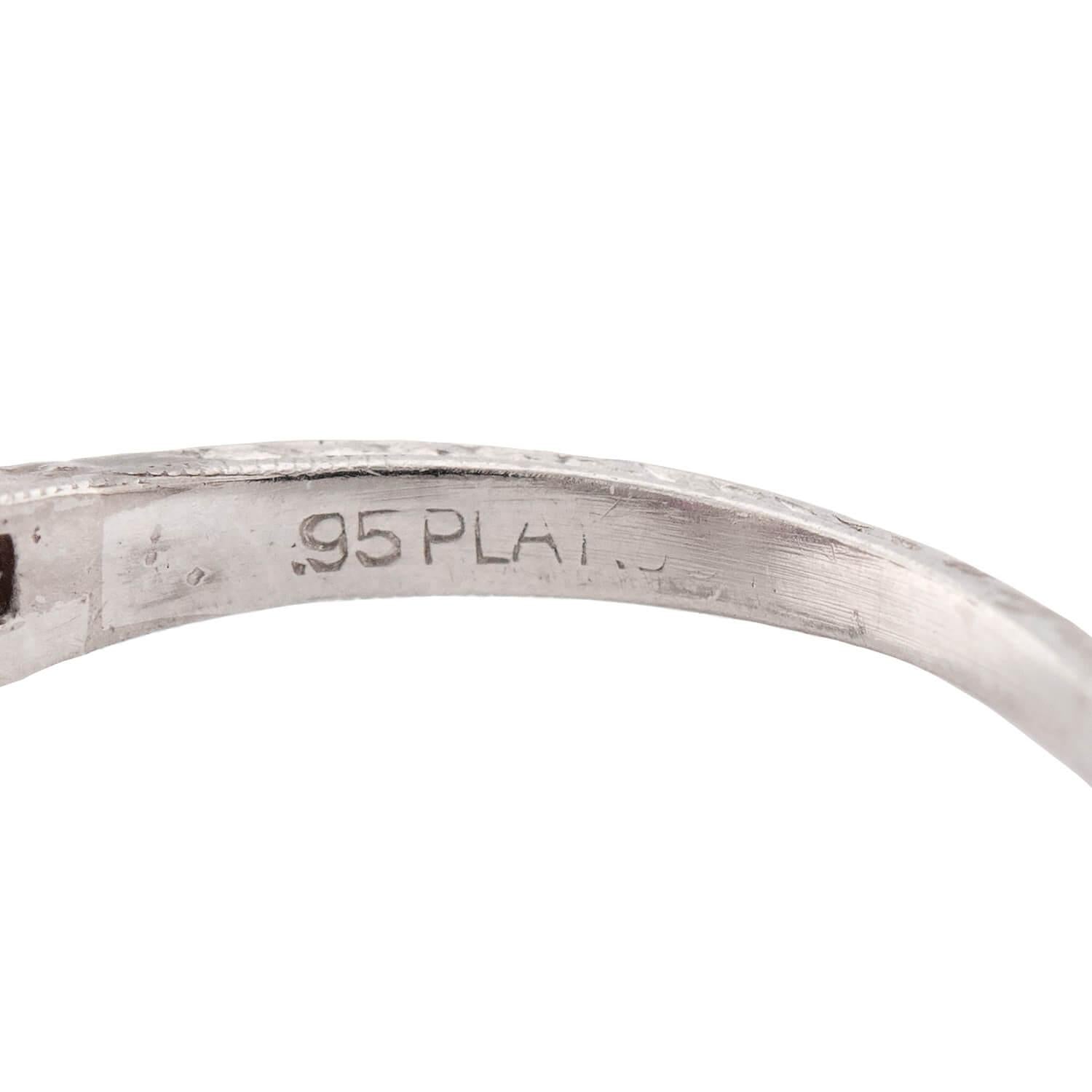 Art Deco Platinum Diamond & Ruby Engagement Ring .75ct