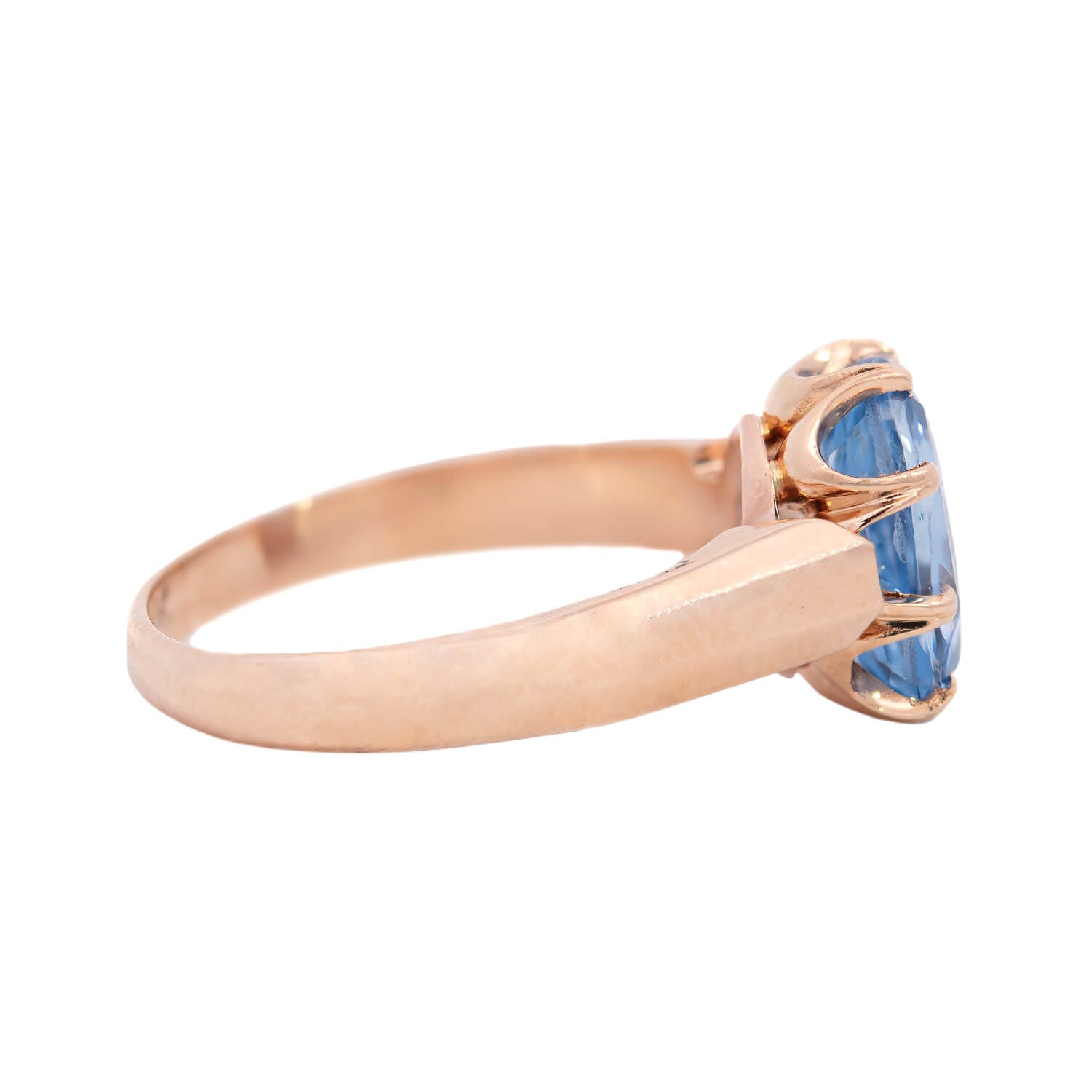 Victorian 14k Oval No Heat Ceylon Sapphire Ring 3.34ctw