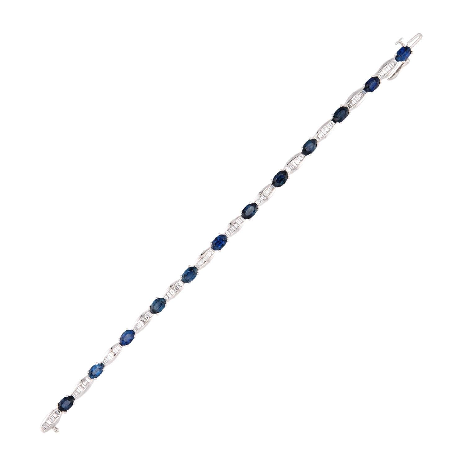 Vintage 14k Sapphire & Diamond Line Bracelet
