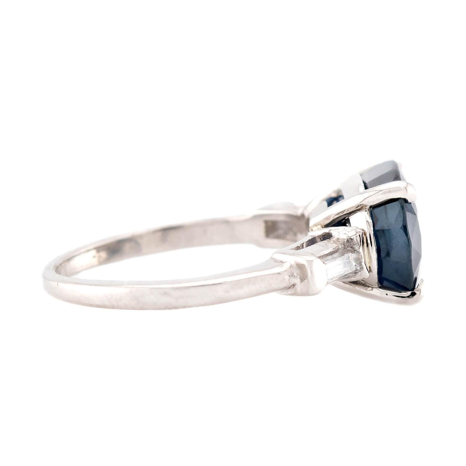 Retro Platinum Sapphire and Diamond Engagement Ring