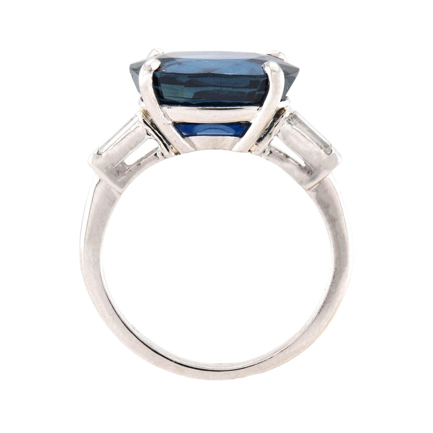 Retro Platinum Sapphire and Diamond Engagement Ring