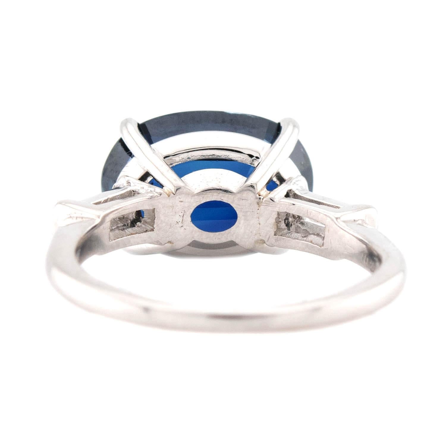 Retro Platinum Sapphire and Diamond Engagement Ring