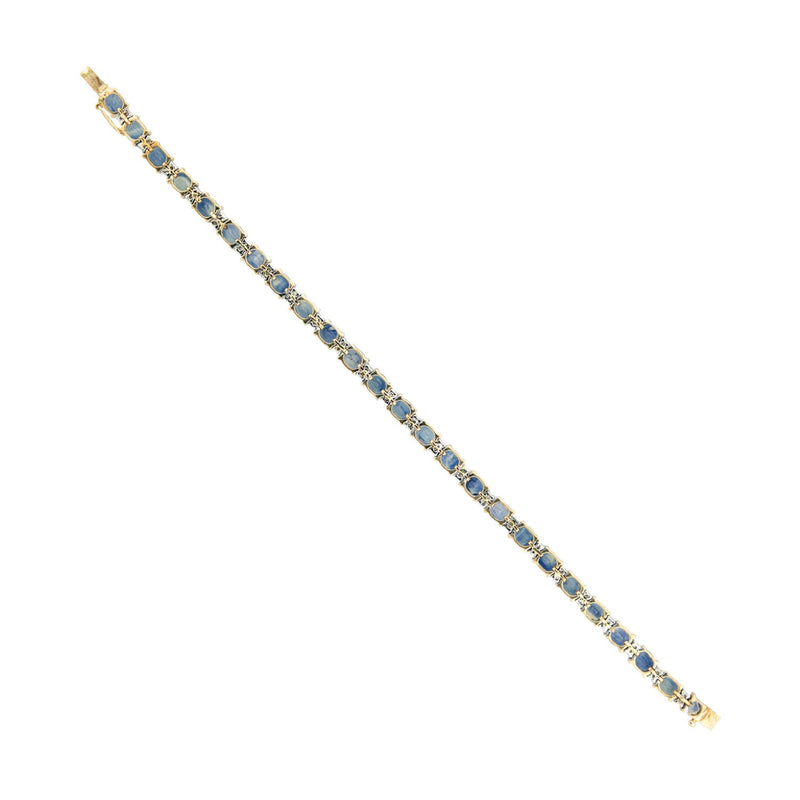 Estate 14k/Platinum Sapphire & Diamond Line Bracelet