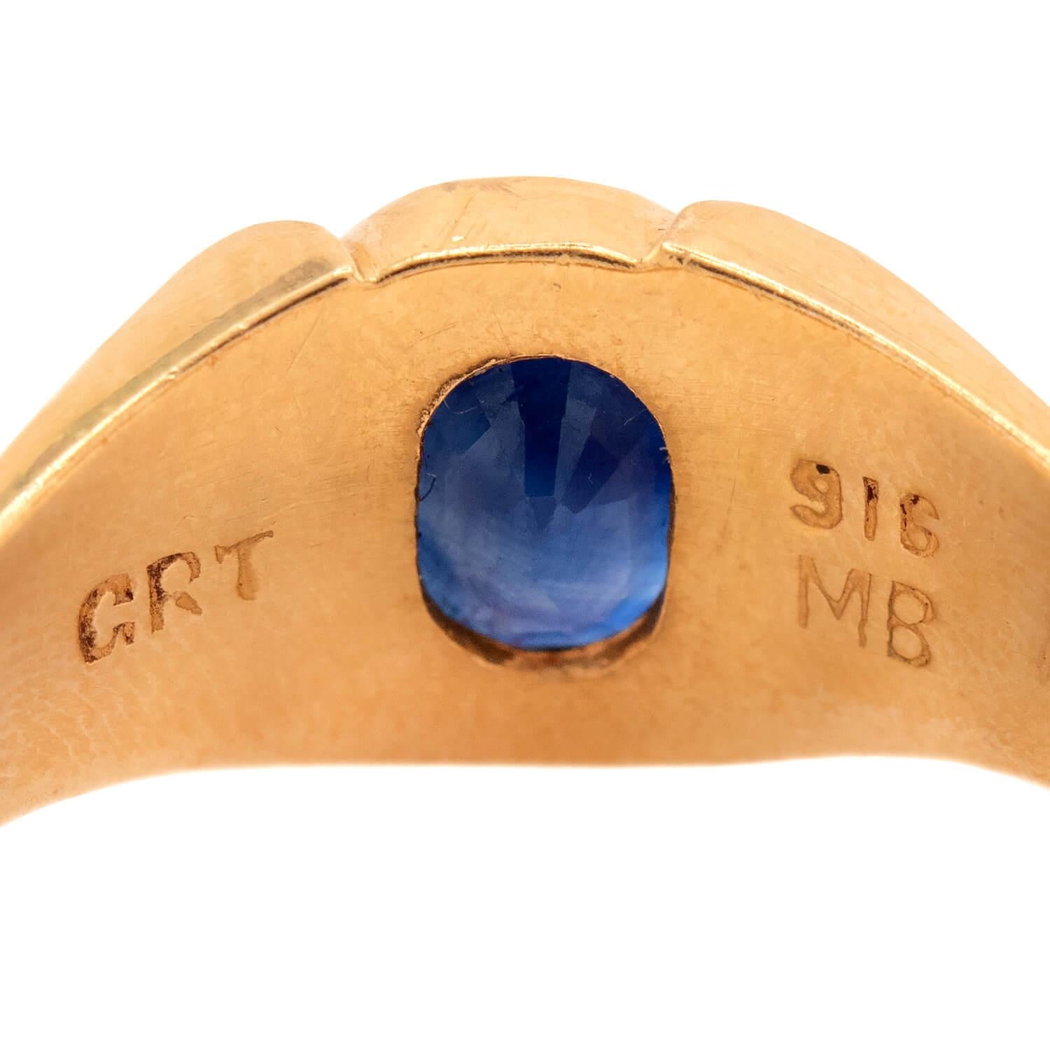 GRT JEWELS Estate Indian 22k Sapphire Ring