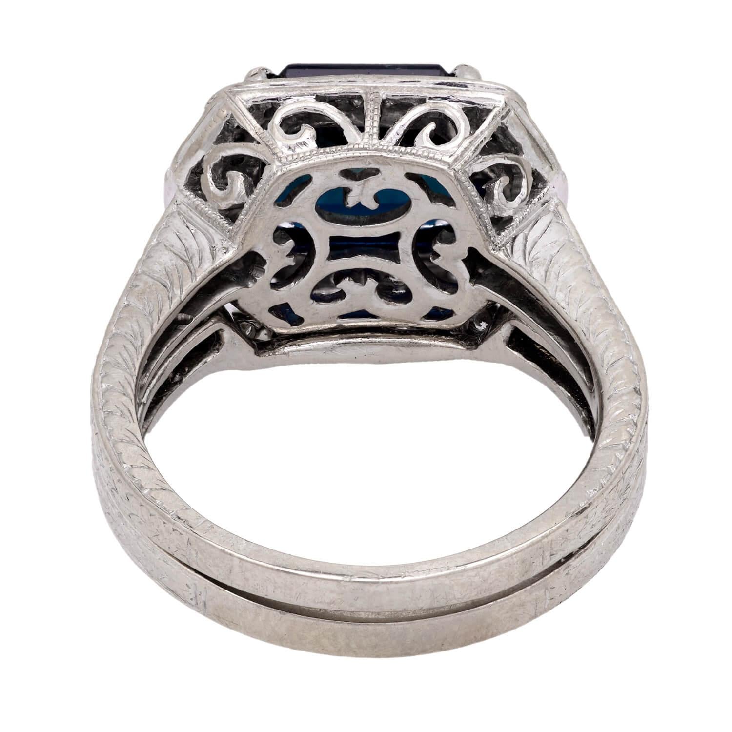 Edwardian 18k/Platinum Sapphire & Diamond Halo Ring