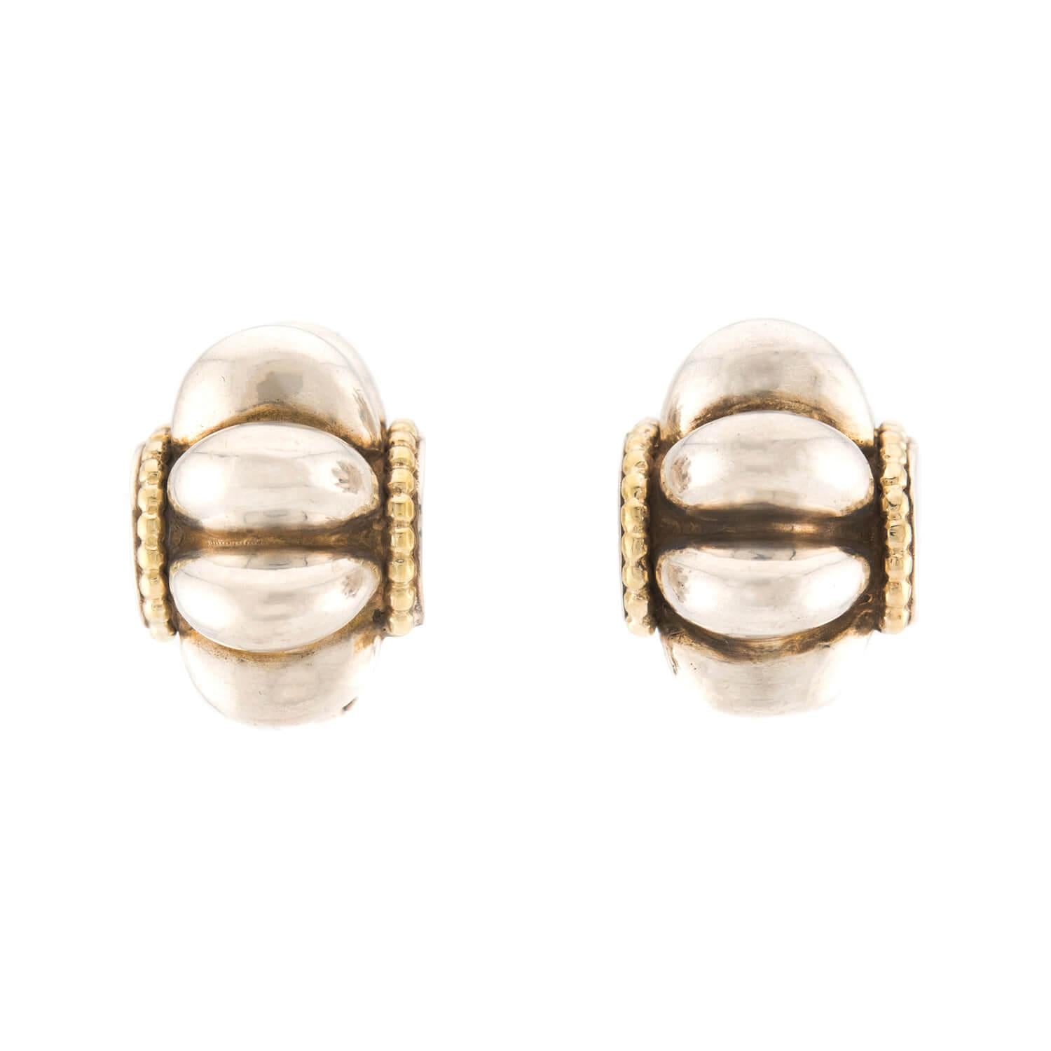 LAGOS Estate 18k/Sterling Silver Bubble Ring & Earring Set