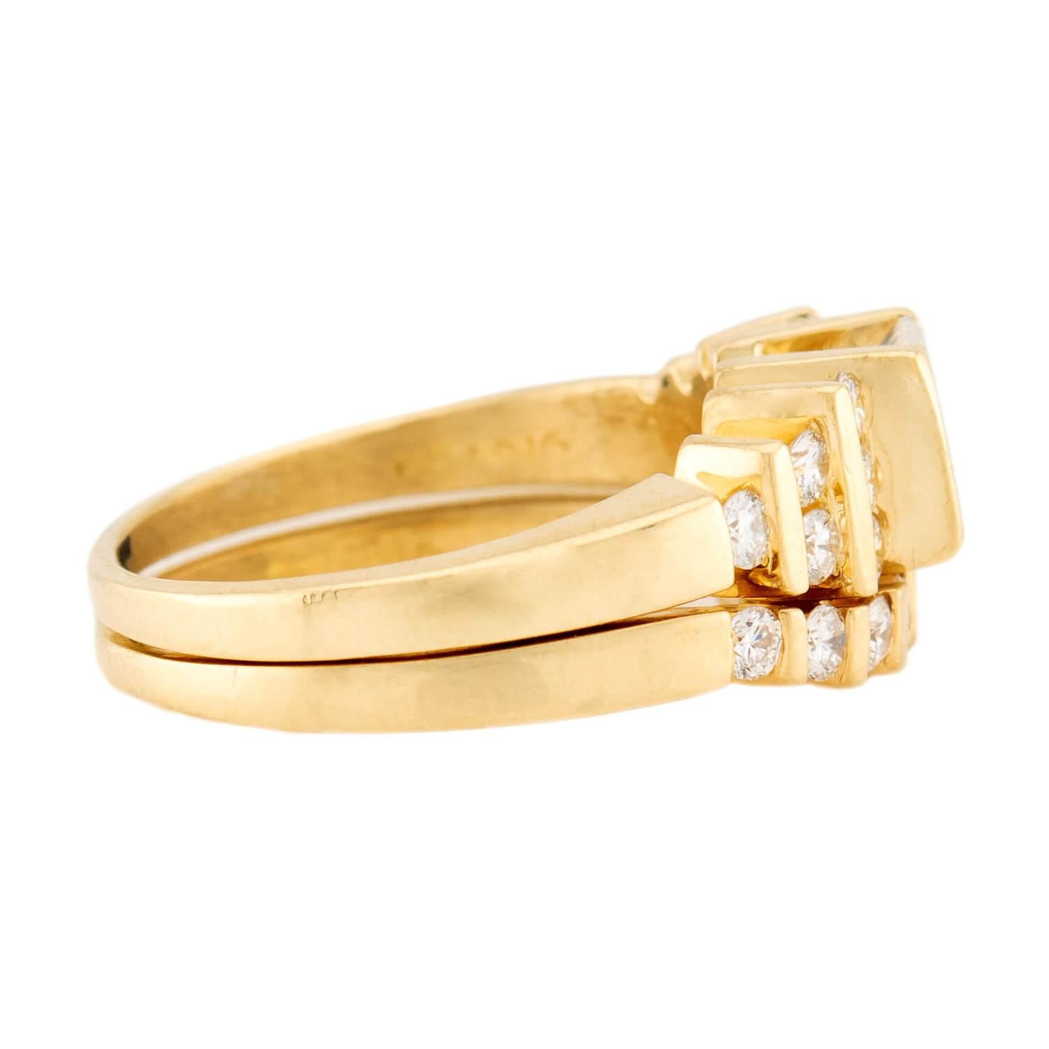 Estate 18k Diamond Engagement Ring Set