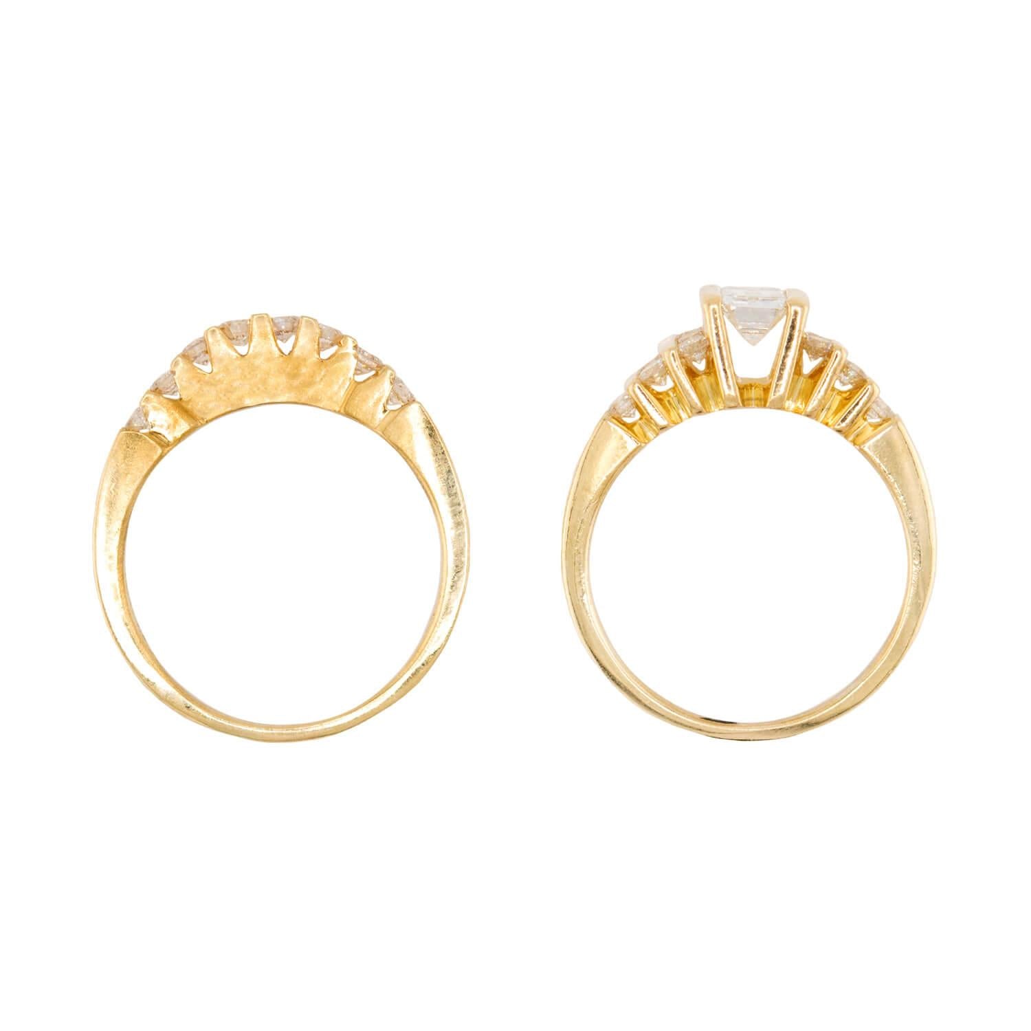 Estate 18k Diamond Engagement Ring Set